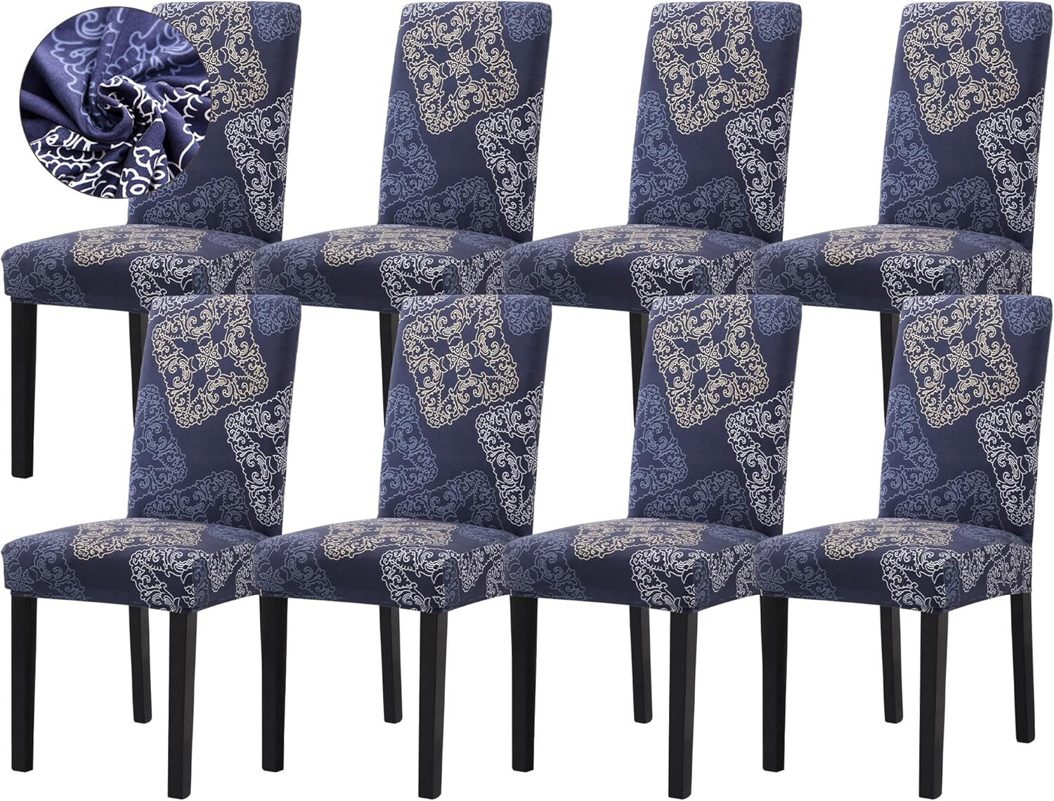 Sufdari Dining Chair Covers,Kitchen Cover,Parsons Slipcover,Spandex Protectors for Room Stretch Chairs Cover Set of 4 -Gray