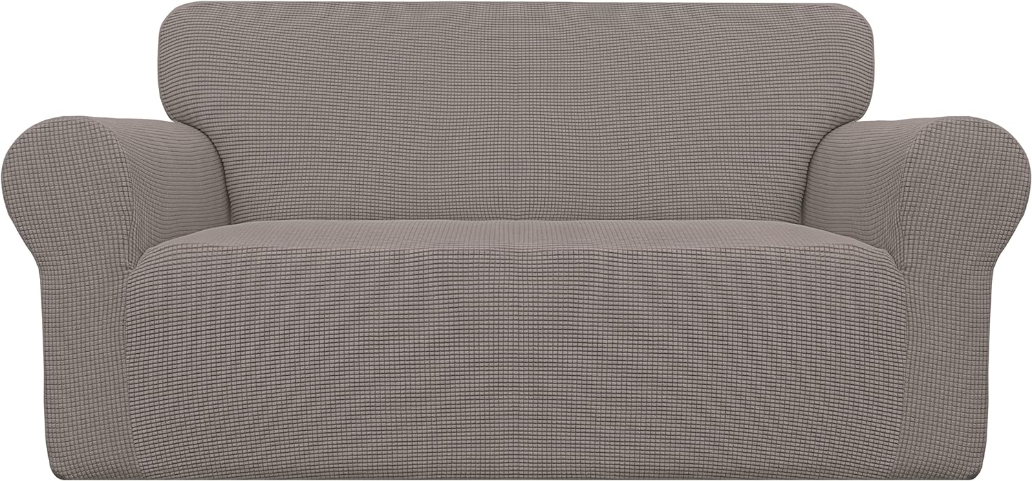 Easy-Going Stretch Chair Sofa Slipcover 1-Piece Couch Sofa Cover Furniture Protector Soft with Elastic Bottom for Kids, Pet. Spandex Jacquard Fabric Small Checks (Chair, Dark Gray)