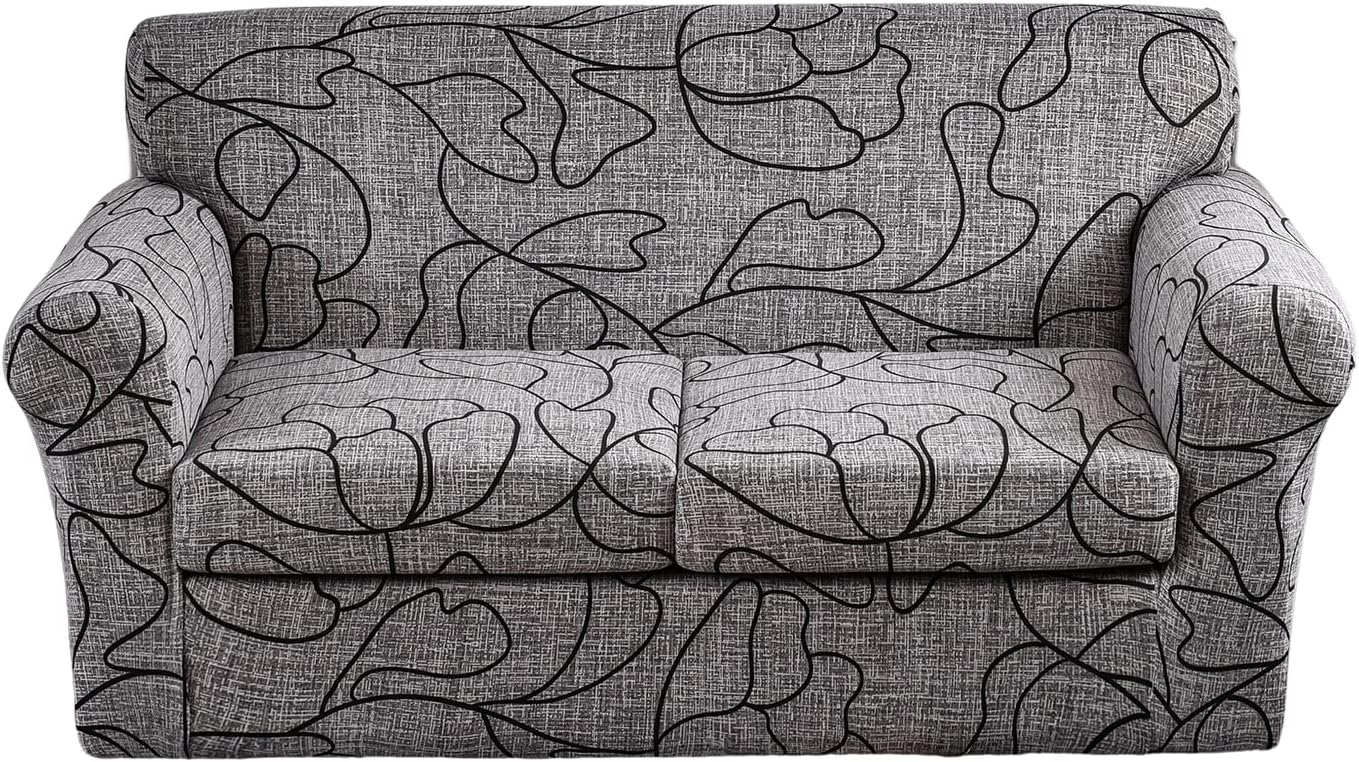 KRFOONN 2 Piece Chair Covers Printed Sofa Covers Couch Covers Washable Armchair Sofa Couch Slipcover Furniture Protector with Elastic Bottom for Living Room (Armchair, 23), Small