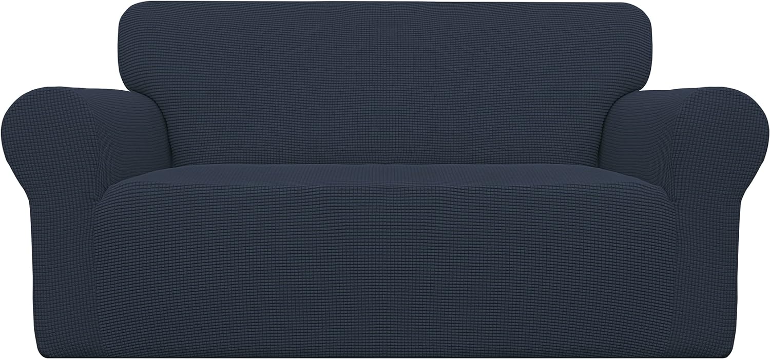 Easy-Going Stretch Chair Sofa Slipcover 1-Piece Couch Sofa Cover Furniture Protector Soft with Elastic Bottom for Kids, Pet. Spandex Jacquard Fabric Small Checks (Chair, Dark Gray)