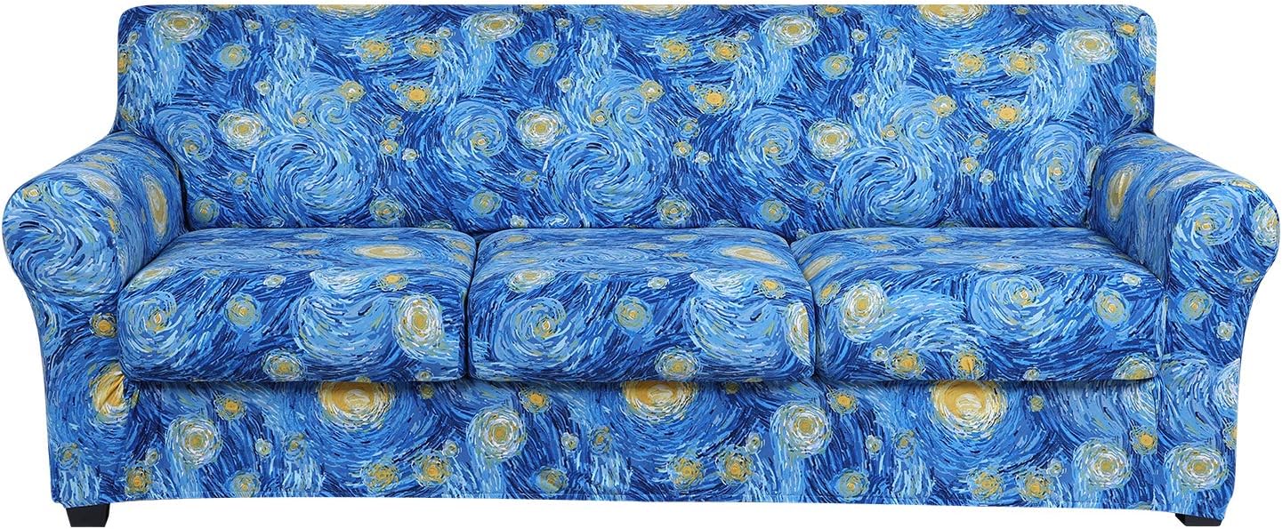hyha Couch Covers, Chair/Sofa Covers, Floral Pattern, Stretch, Printed, 2 Pieces, Armchair Slipcover, Separate Couch Cushion Slipcover, Furniture Protector for Dogs(Armchair, Paisley Floral)