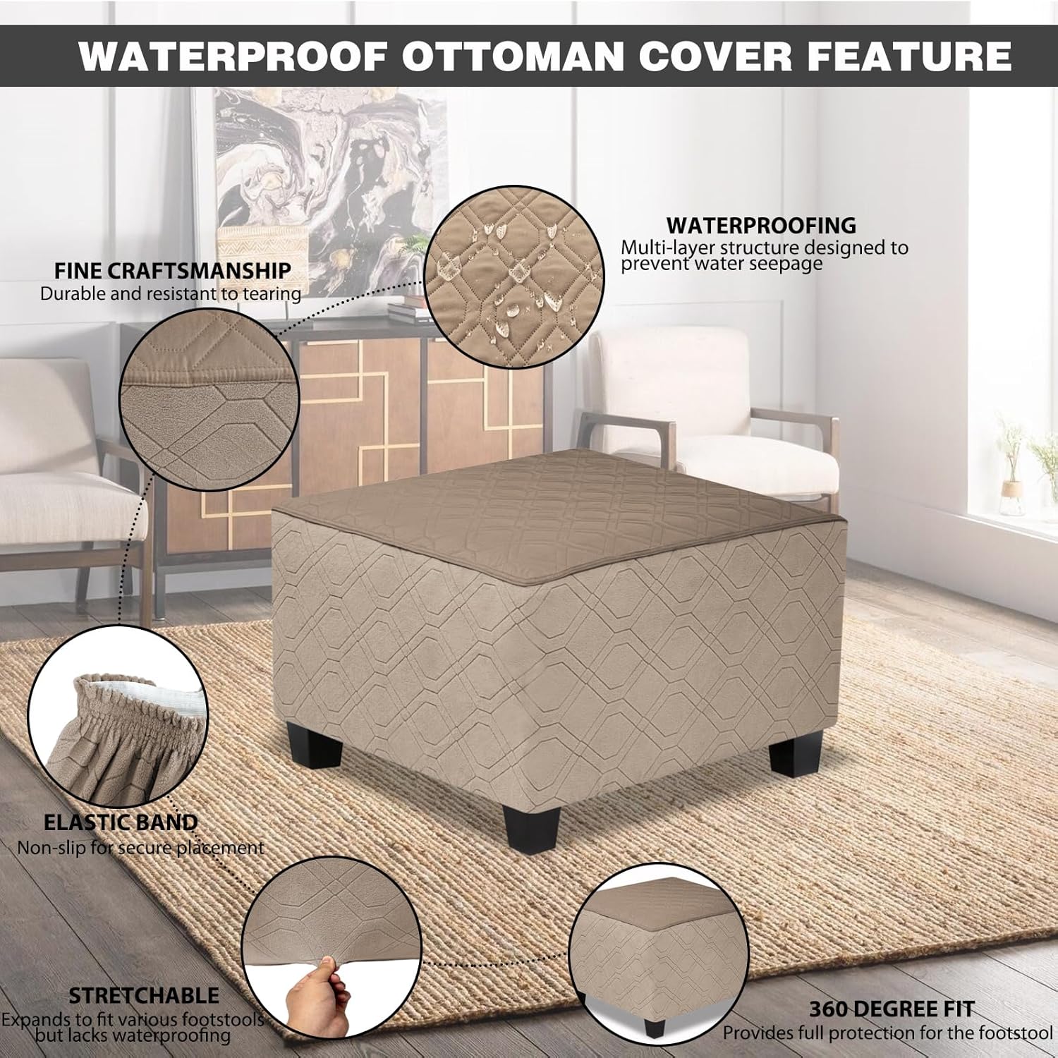 Waterproof Square Ottoman Covers