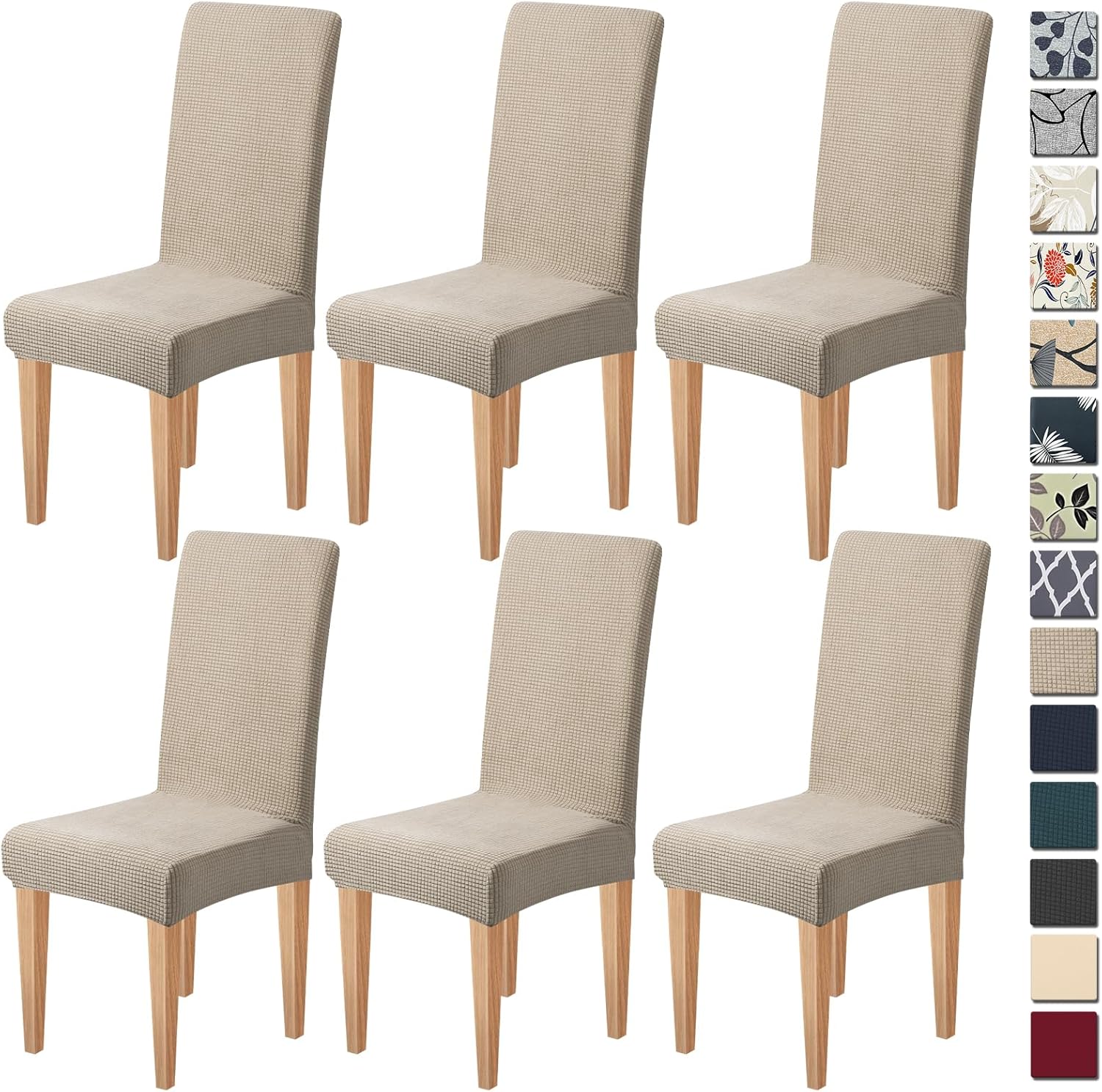 Dioxide High Stretch Chair Covers for Dining Chairs, Washable Dining Chair Covers Set of 6, Soft Kitchen Chairs Seat Covers, Parsons Chair Slipcovers Protectors for Home Hotel Restaurant Banquet