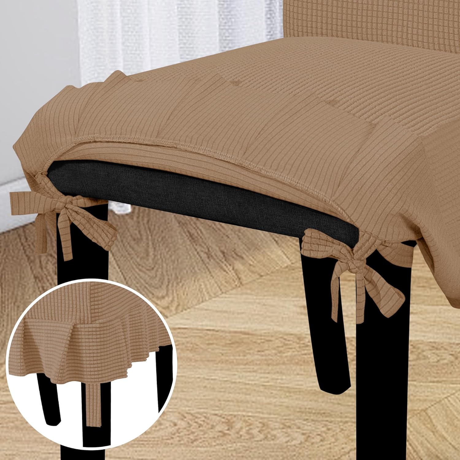 Easy-Going Dining Chair Covers Stretch Parsons Chair Slipcover with Skirt Chair Covers for Dining Room Restaurant Banquet (2 PCS, Light Gray)