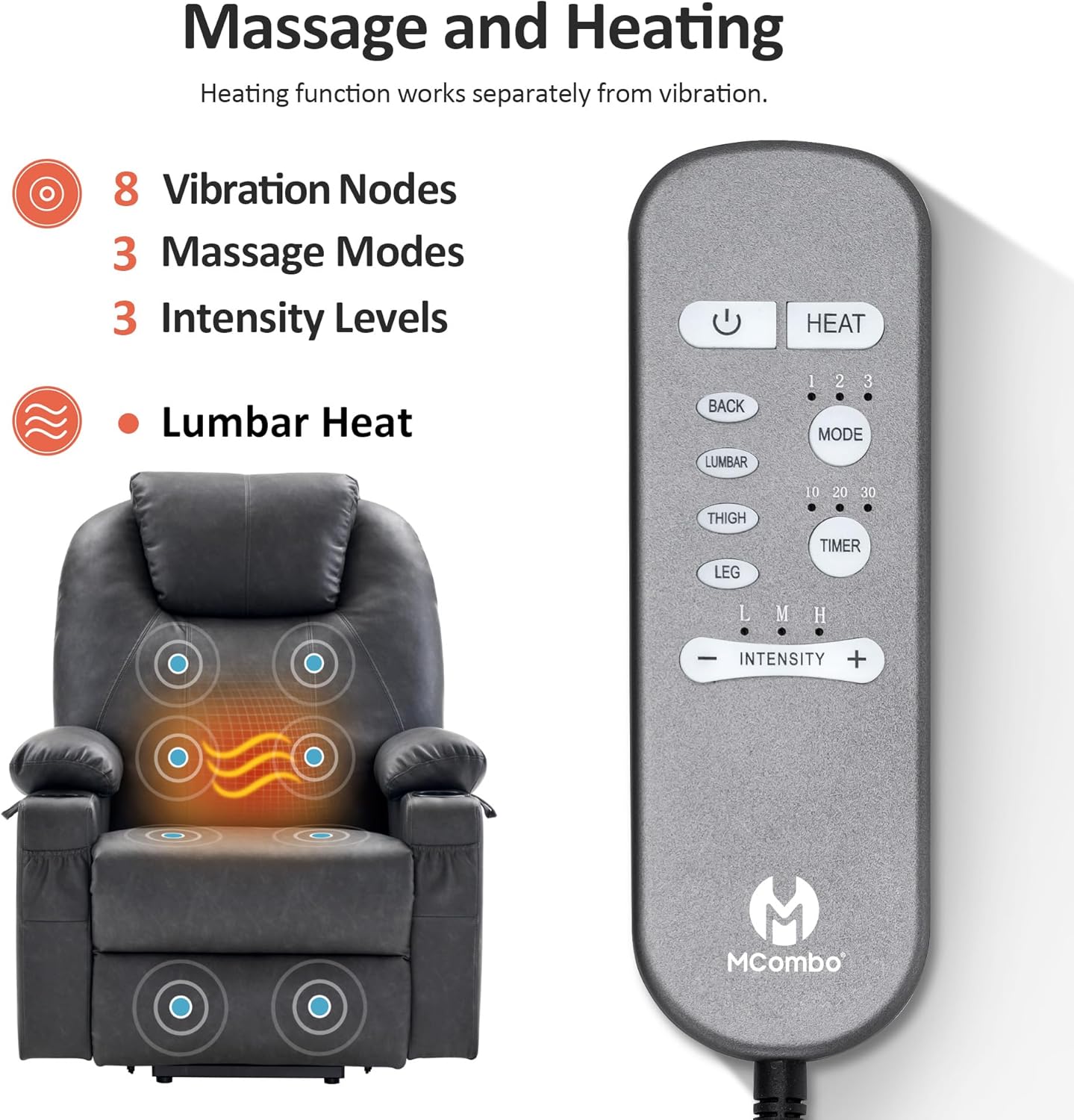 Electric Power Lift Recliner Chair Sofa with Massage and Heat