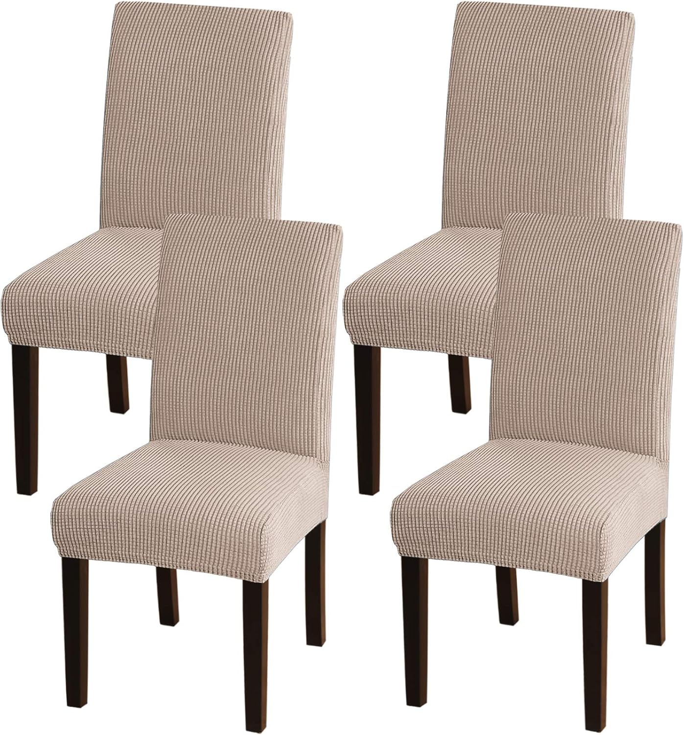 Turquoize Dining Chair Covers - Stretch, Removable, Set of 2 - Parson Dining Chair Protector Covers for Home, Hotel, Ceremony (2, Biscotti Beige)