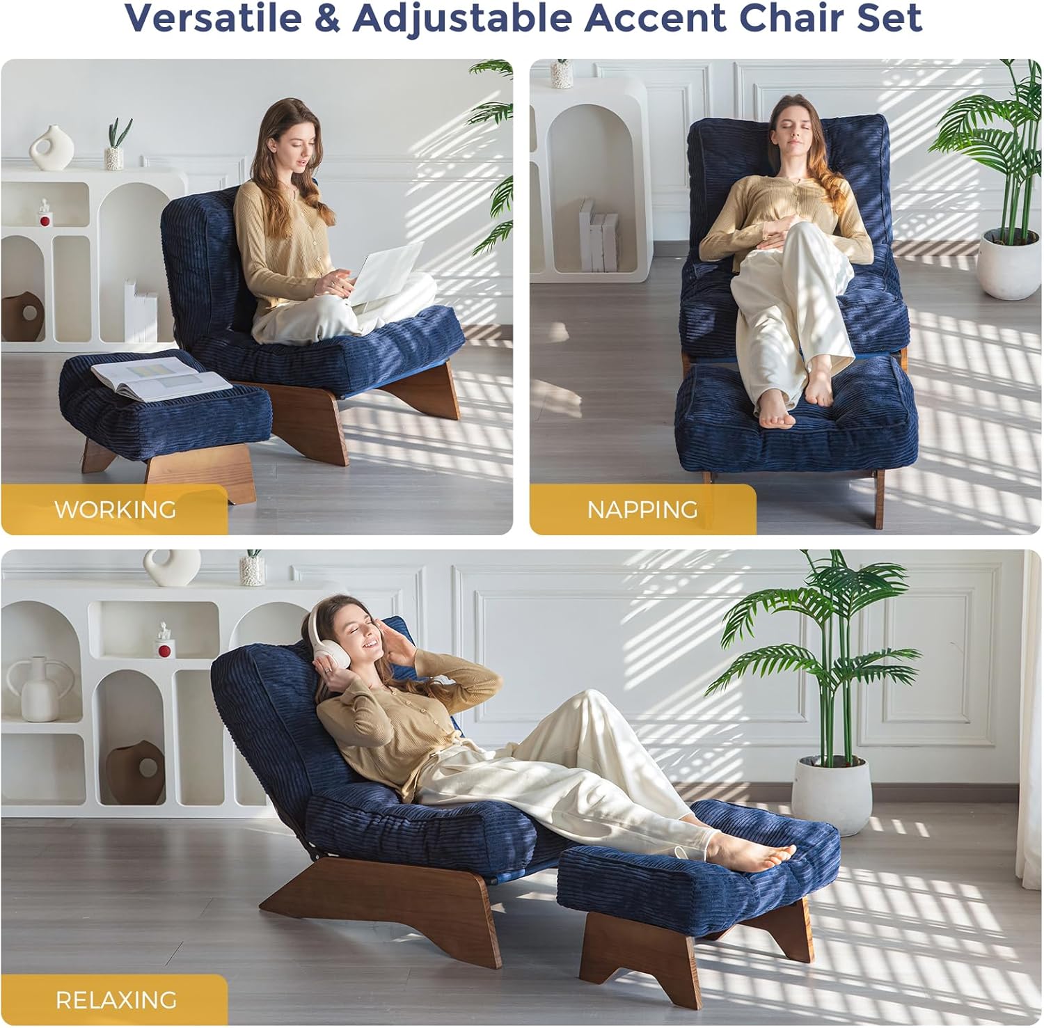 Adjustable Accent Chair with Ottoman