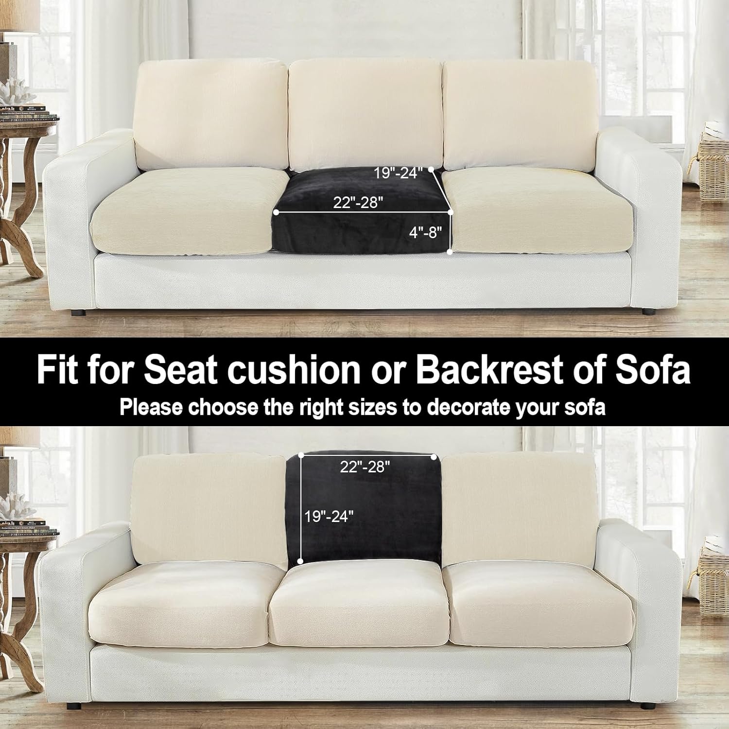 NAISI Sectional Couch Cover 4 Pieces Velvet Separate Couch Cushion Covers L Shape Soft Stretch Sofa Slipcovers with 2pcs Pillowcases for Left/Right Chaise Sectional Couch(3 Seater+1 Chaise,Dark Grey)