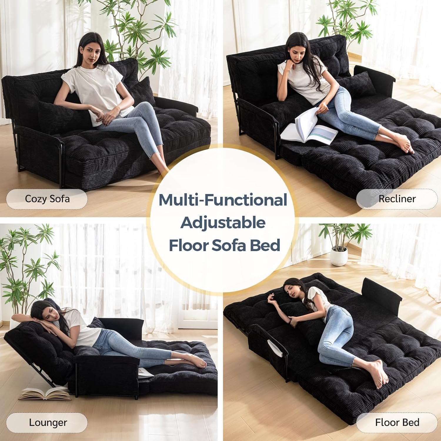 Adjustable Floor Sofa Couch with Pillow