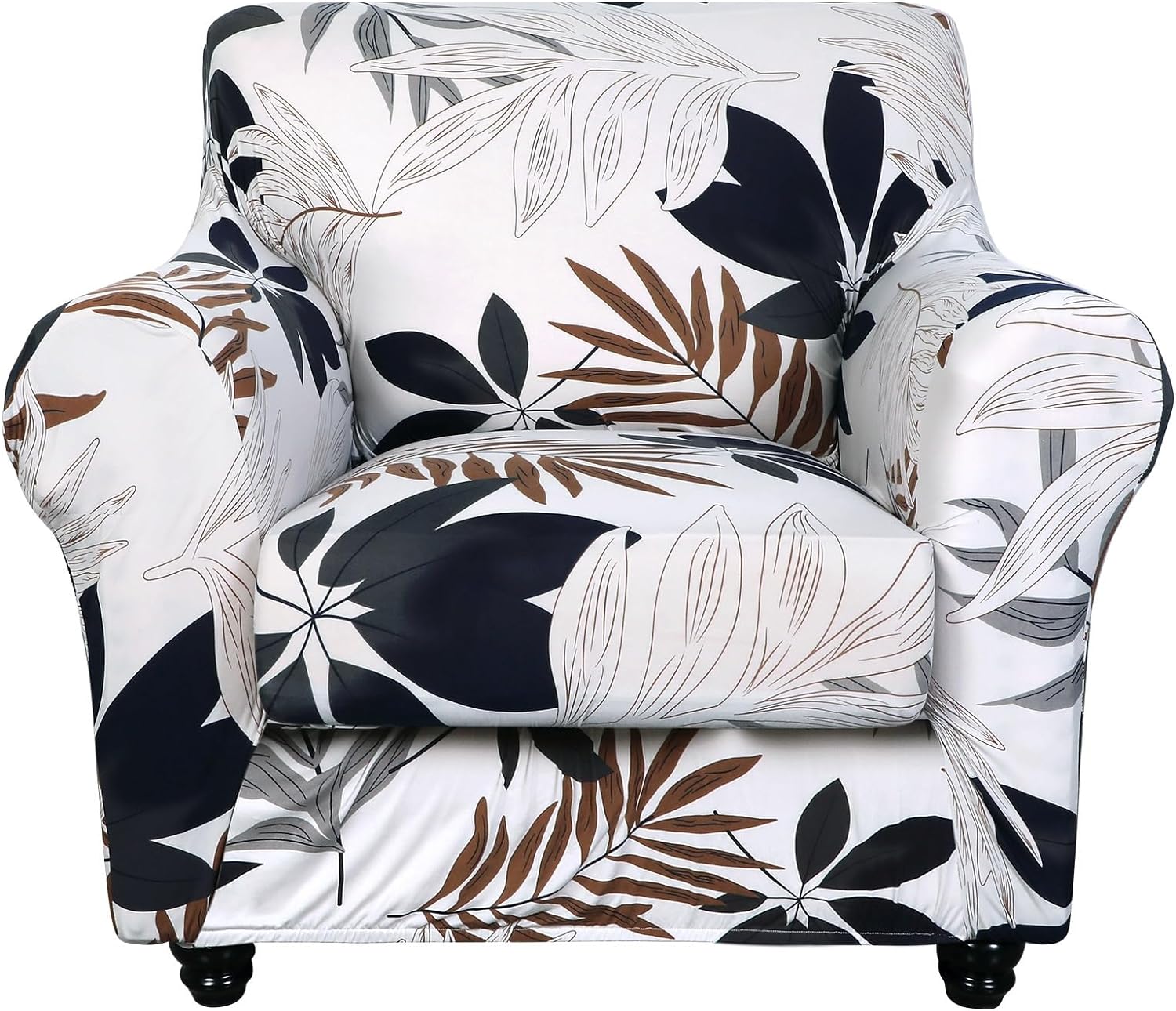 SearchI Stretch Sofa Cover Printed Couch Covers, Floral Pattern 2 Piece Armchair Slipcover with Separate Chair Cushion Cover, Washable Furniture Protector for Living Room(Armchair, Ball Flower)