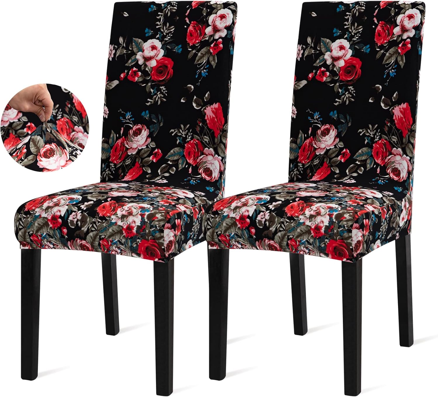 Sufdari Dining Chair Covers,Kitchen Cover,Parsons Slipcover,Spandex Protectors for Room Stretch Chairs Cover Set of 4 -Gray