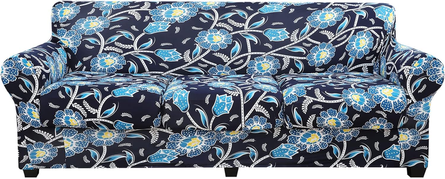 hyha Couch Covers, Chair/Sofa Covers, Floral Pattern, Stretch, Printed, 2 Pieces, Armchair Slipcover, Separate Couch Cushion Slipcover, Furniture Protector for Dogs(Armchair, Paisley Floral)