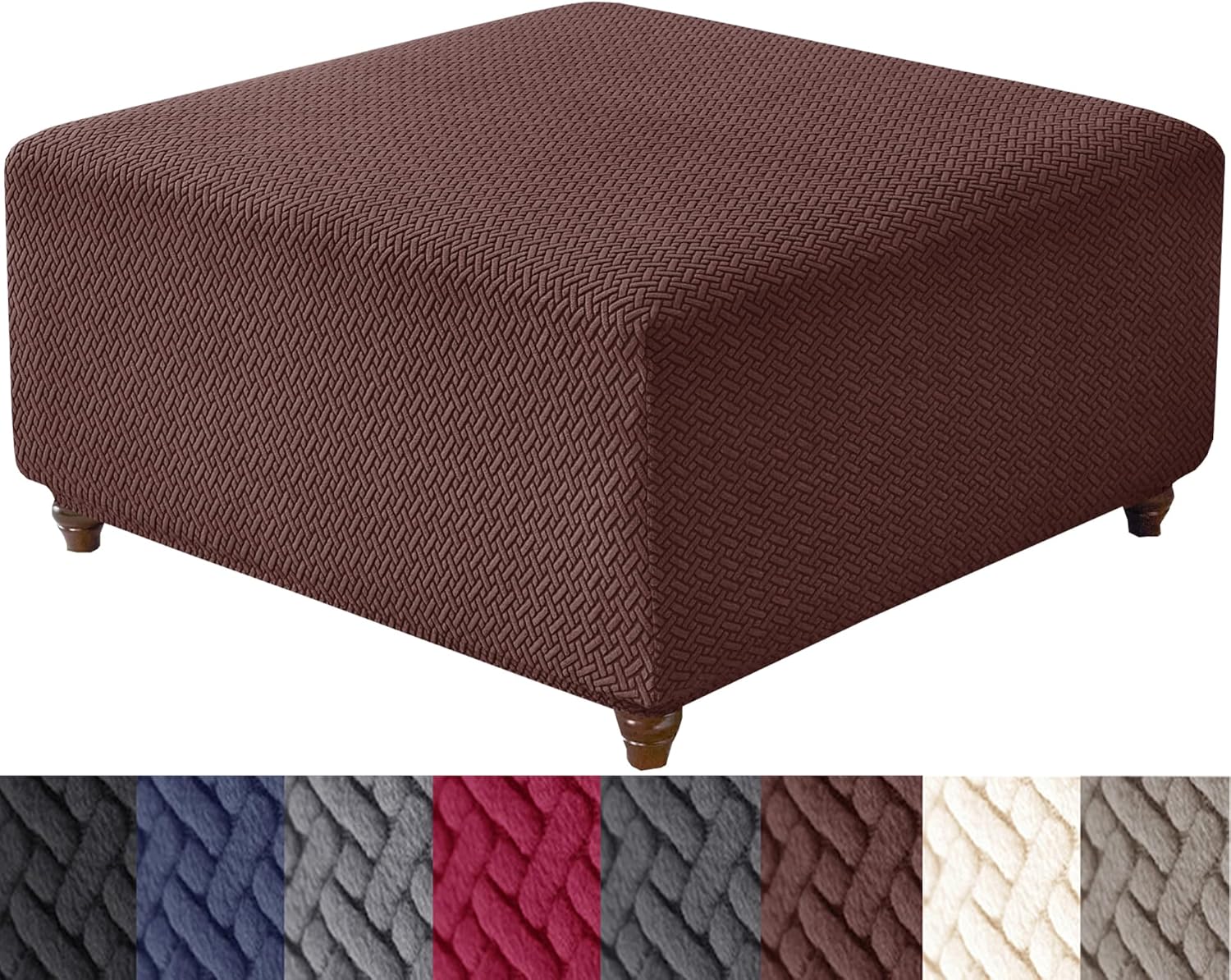 Stretch Knitted Jacquard Ottoman Cover