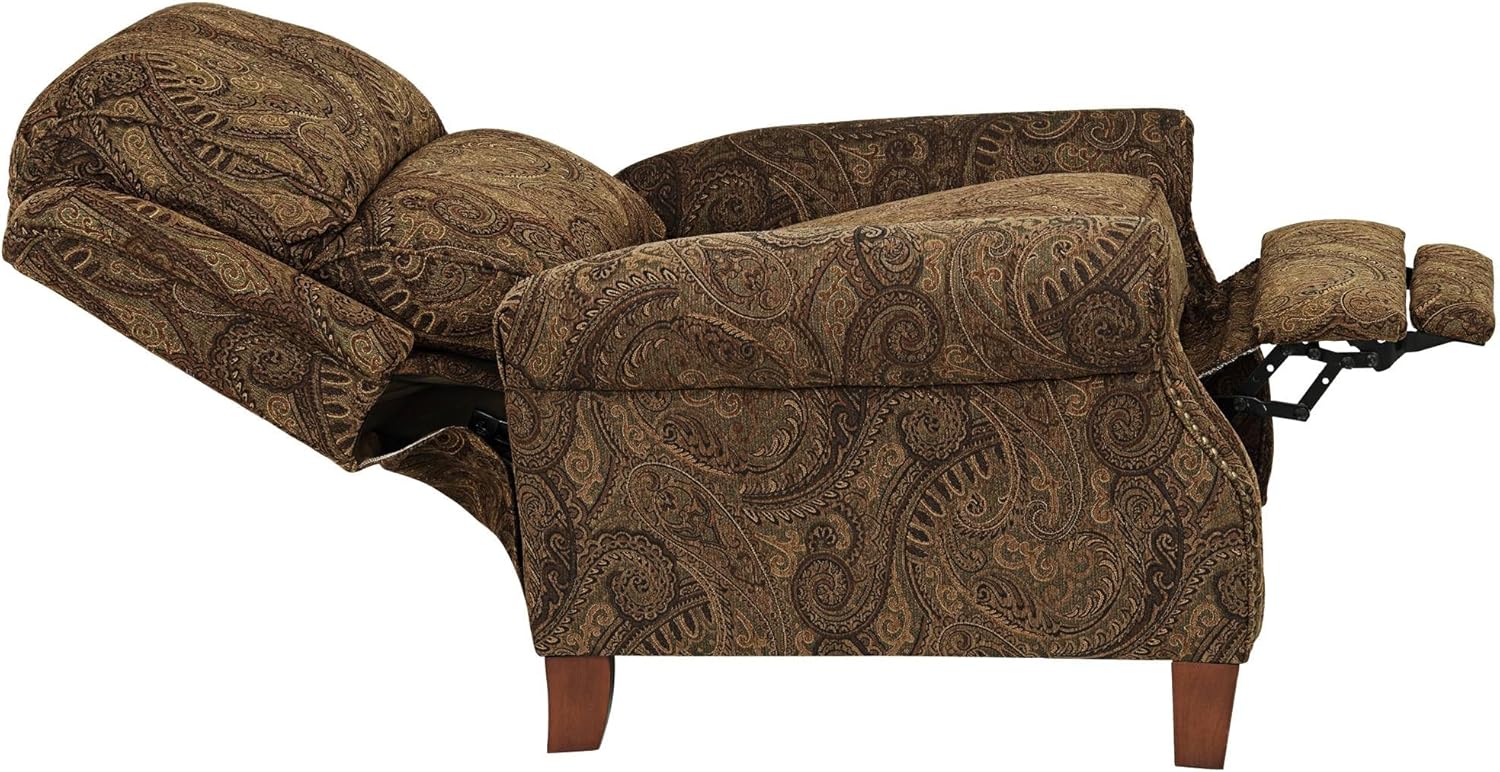 Warm Brown Paisley Patterned Recliner Chair