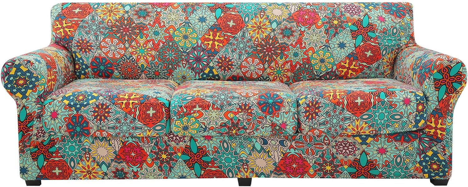 hyha Couch Covers, Chair/Sofa Covers, Floral Pattern, Stretch, Printed, 2 Pieces, Armchair Slipcover, Separate Couch Cushion Slipcover, Furniture Protector for Dogs(Armchair, Paisley Floral)