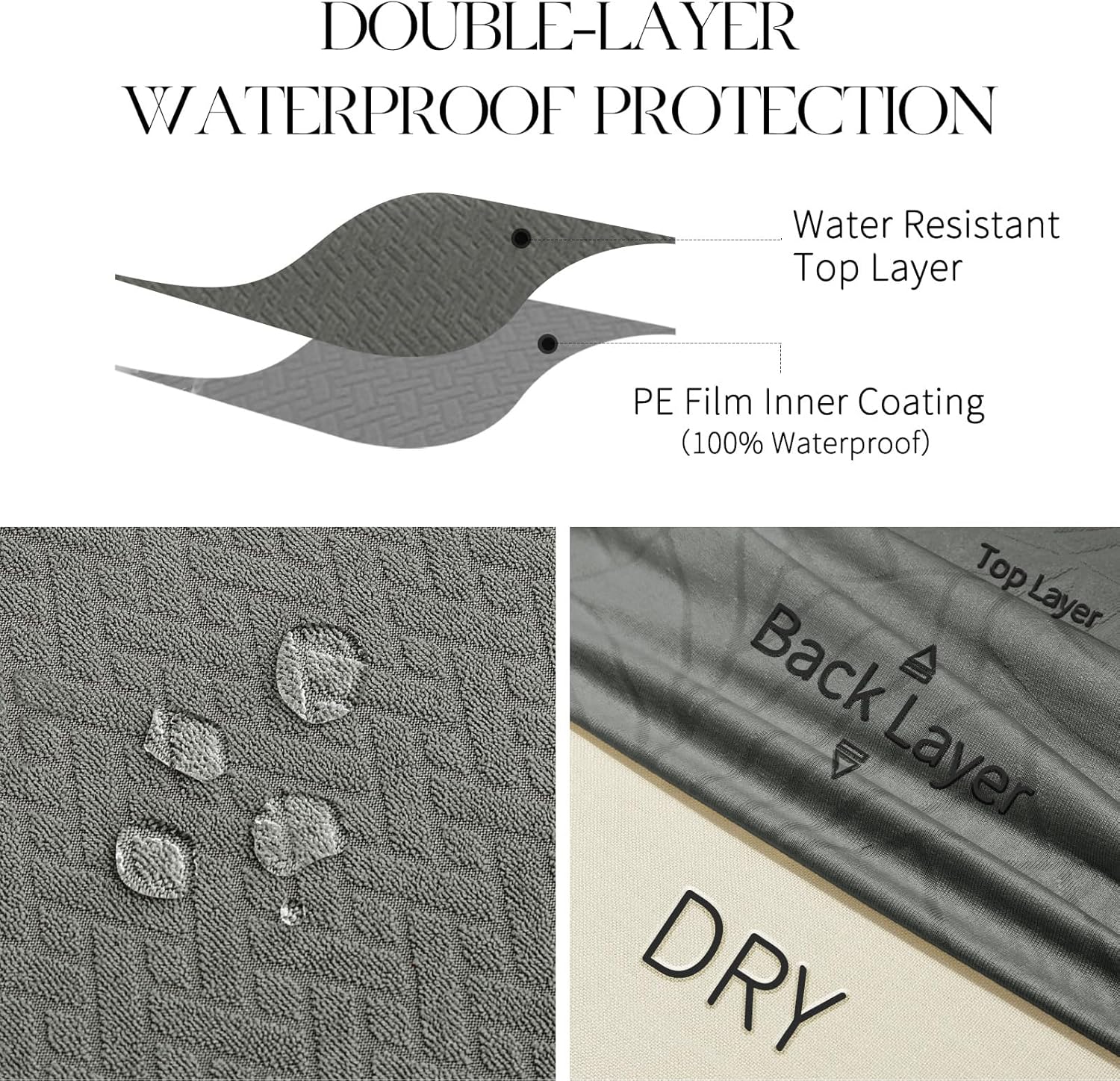 MOSAYT 100% Waterproof Dining Room Chair Covers Set of 4, Super Fit Stretch Jacquard Parson Chairs Slipcovers Removable Washable Chair Seat Protectors for Home, Kitchen, Banquet (Beige)