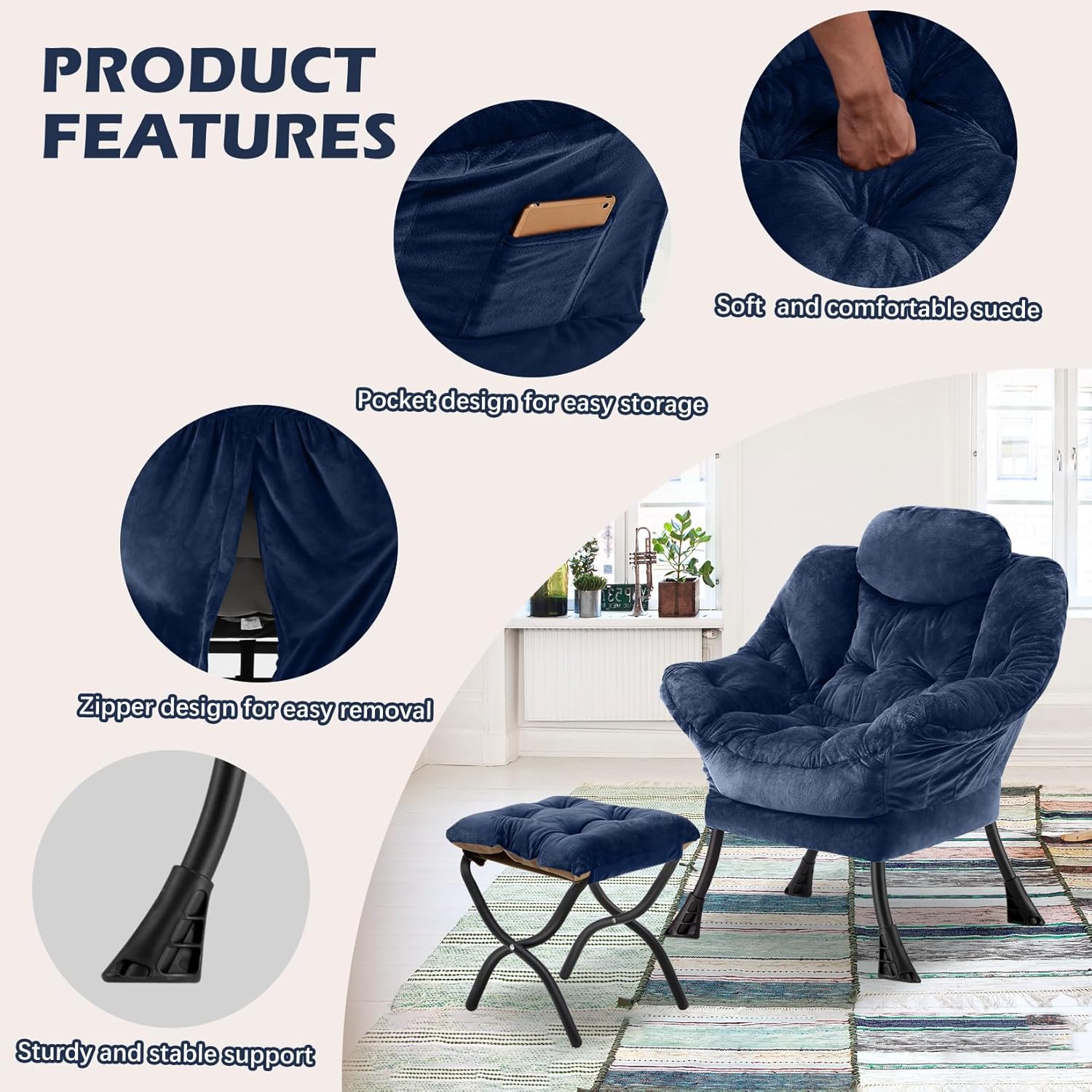Lazy Chair with Folding Ottoman