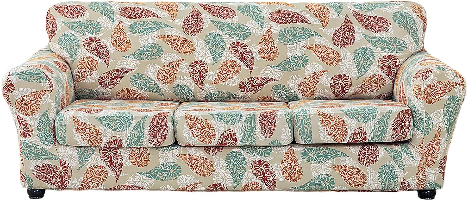 KRFOONN 2 Piece Chair Covers Printed Sofa Covers Couch Covers Washable Armchair Sofa Couch Slipcover Furniture Protector with Elastic Bottom for Living Room (Armchair, 23), Small