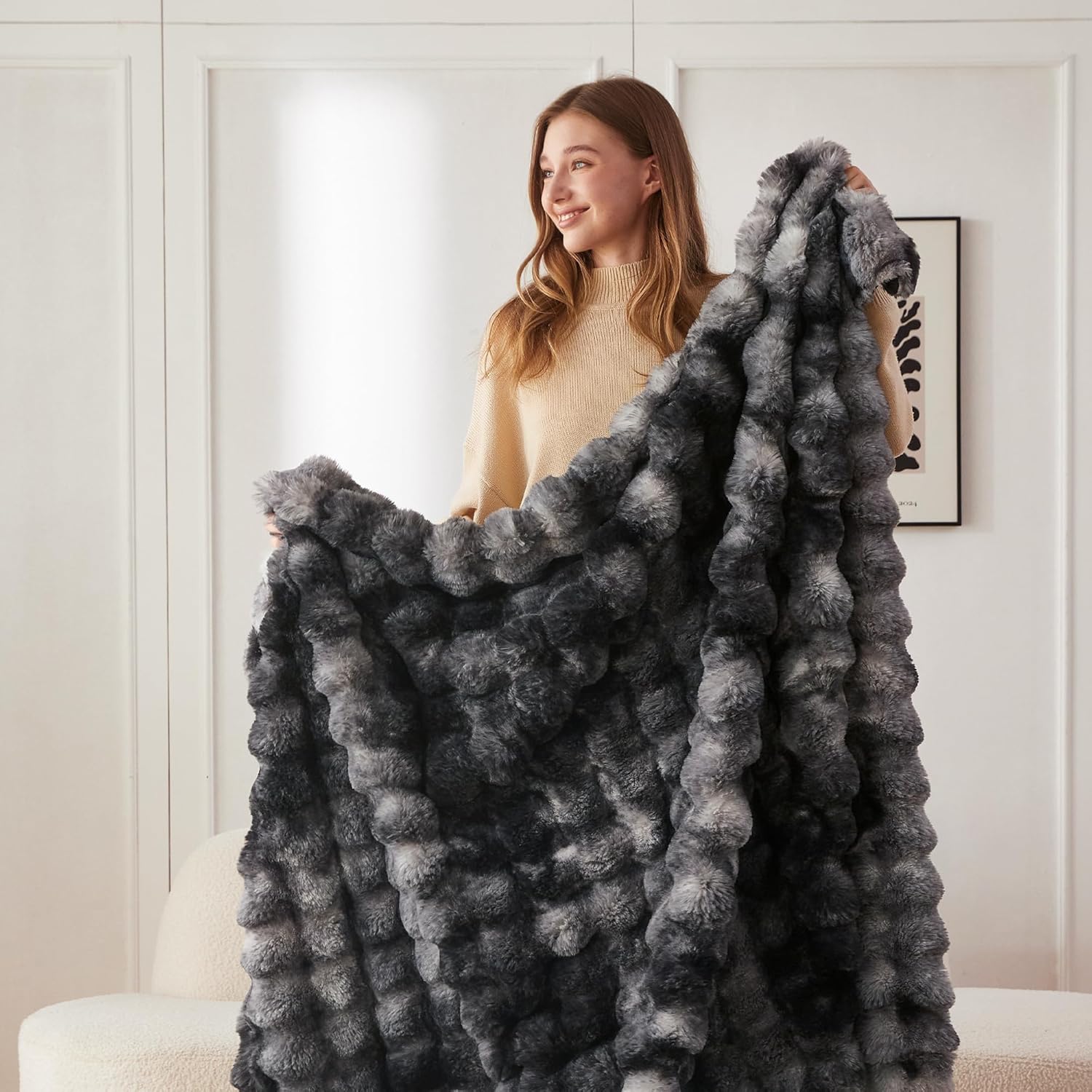 Fur Throw Blanket for Couch