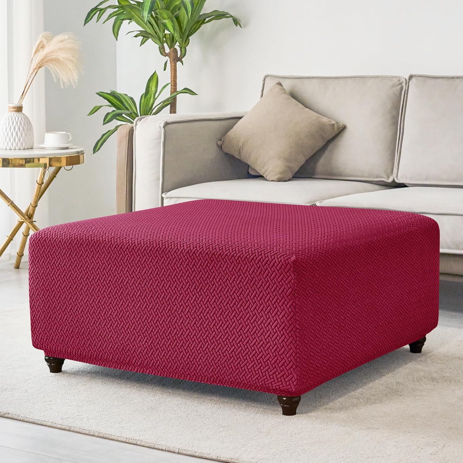 Stretch Knitted Jacquard Ottoman Cover