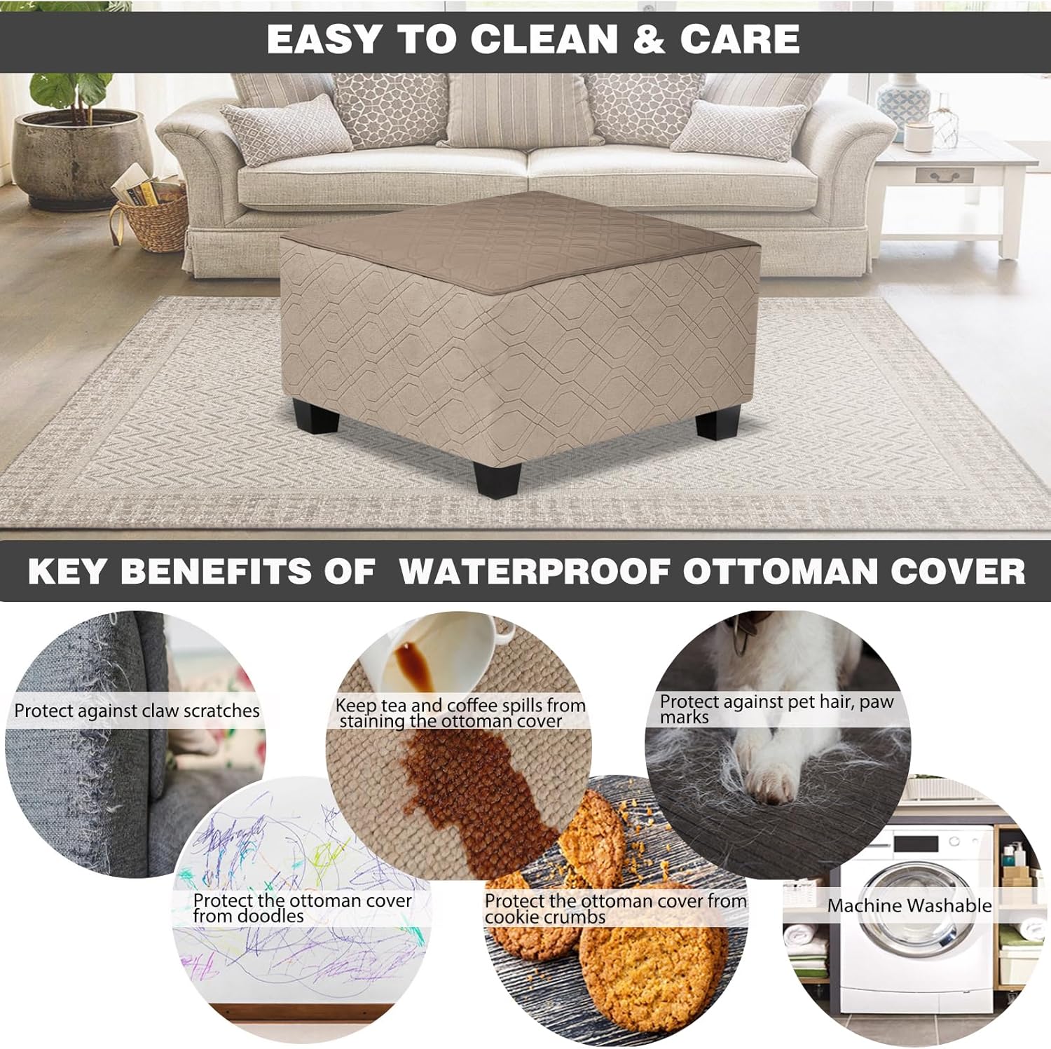 Waterproof Square Ottoman Covers