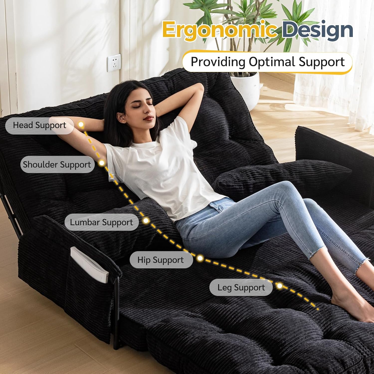 Adjustable Floor Sofa Couch with Pillow