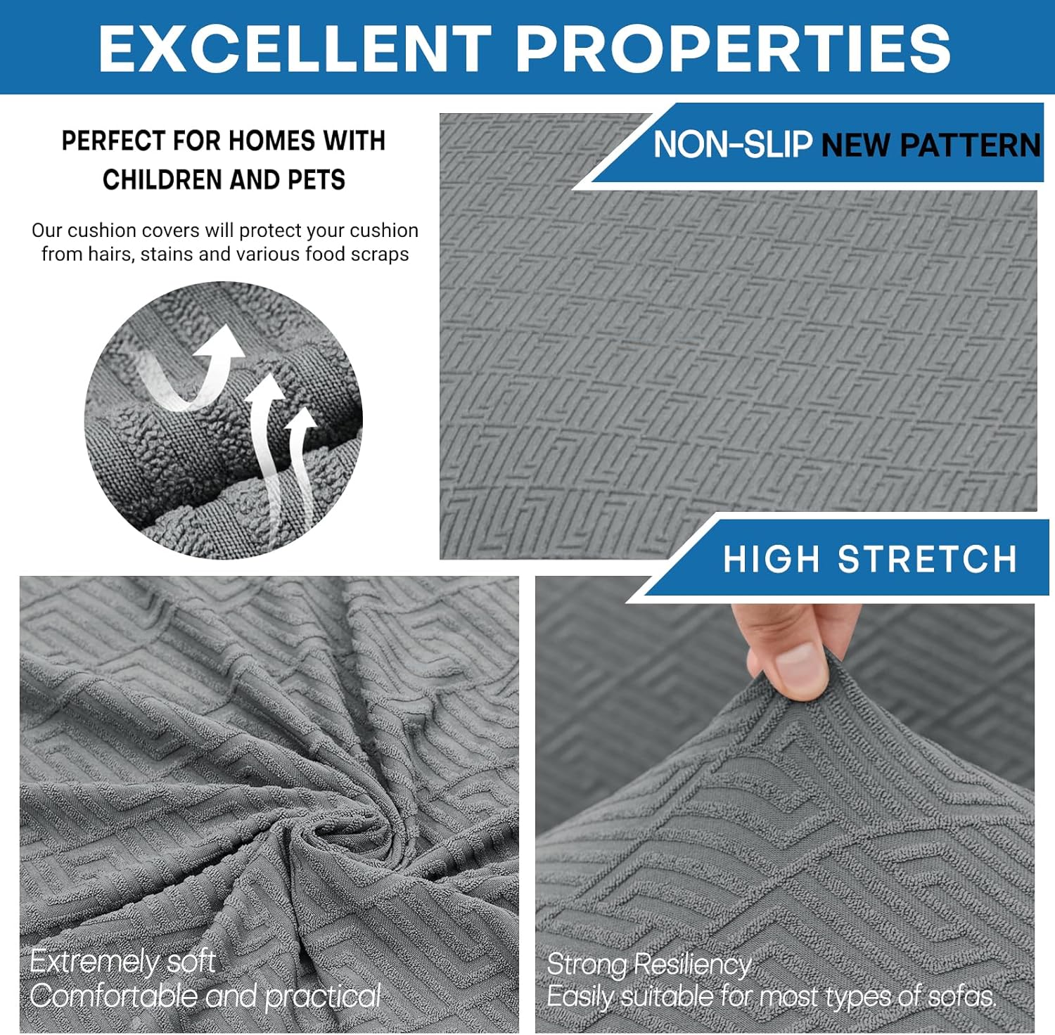 4 Pieces Couch Covers for 3 Cushion Couch