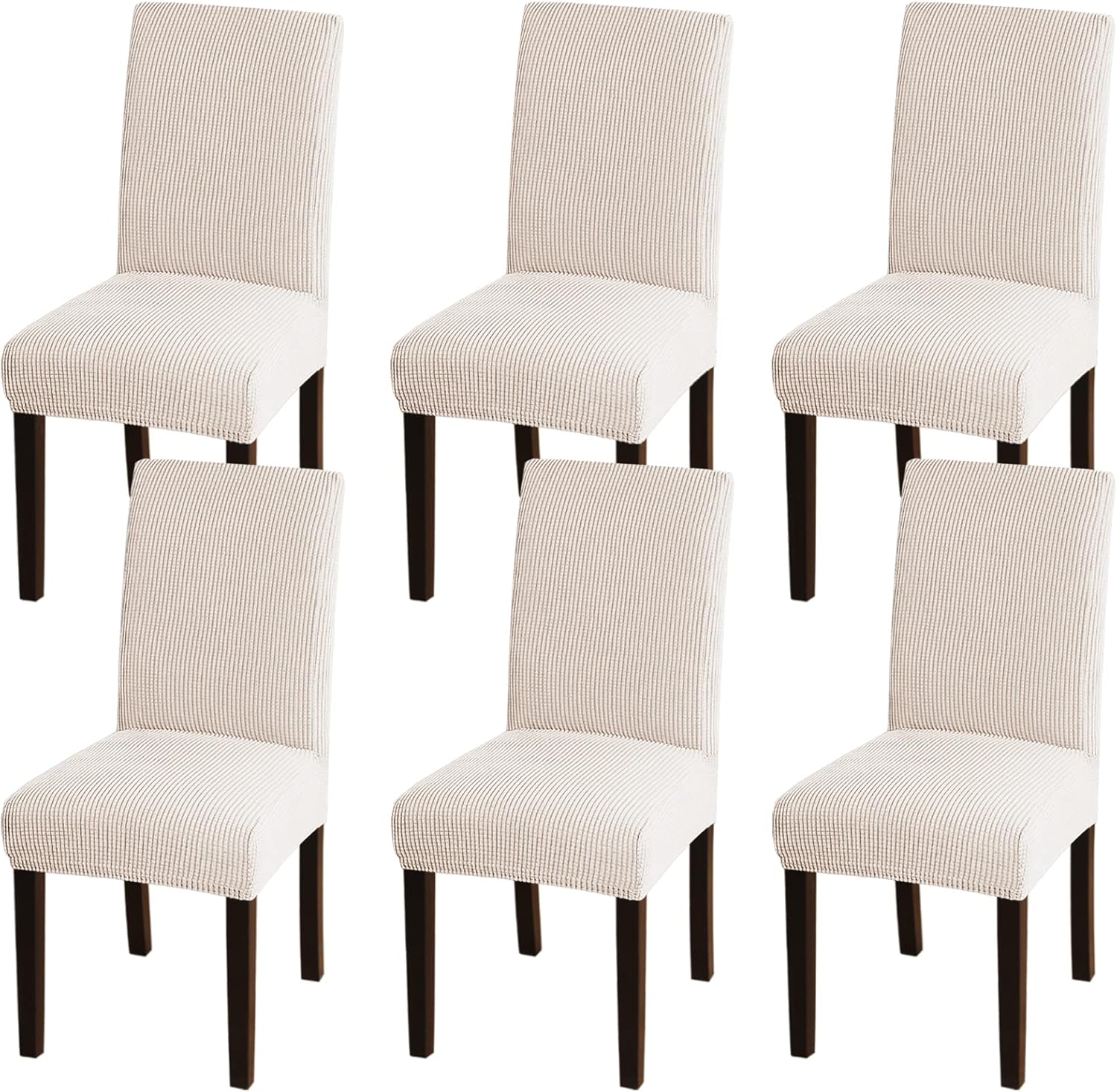 Turquoize Dining Chair Covers - Stretch, Removable, Set of 2 - Parson Dining Chair Protector Covers for Home, Hotel, Ceremony (2, Biscotti Beige)