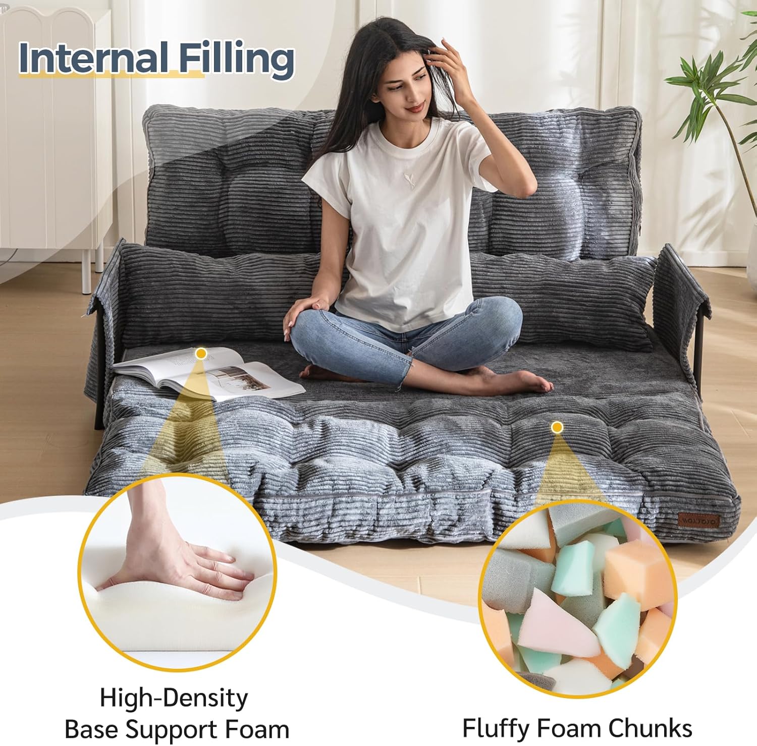 Adjustable Floor Sofa Couch with Pillow
