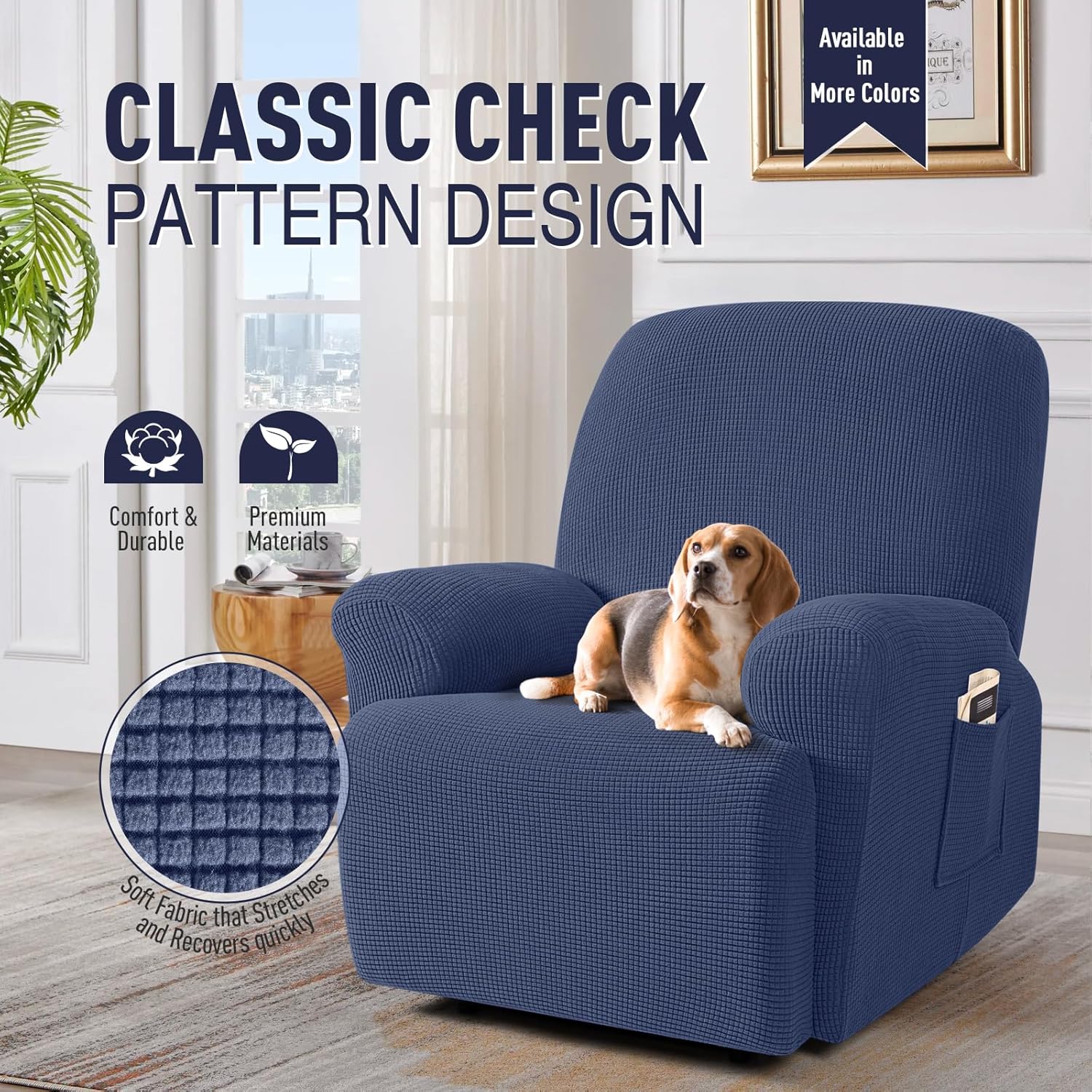 TAOCOCO Recliner Cover 4-Pieces, Recliner Stretch Sofa Slipcover, Recliner Cover 1 Seat, Couch Protector Soft, Furniture Protector Covers with Elastic,Chair Covers Jacquard Pattern (Grey)