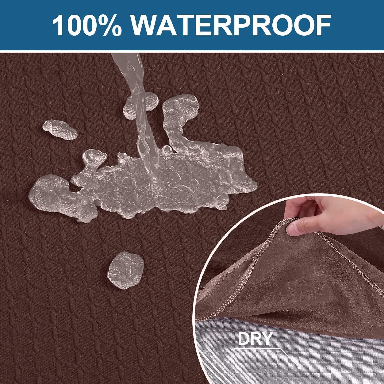 Smiry Waterproof Seat Covers for Dining Room Chairs Set of 4, Stretch Jacquard Removable Washable Chair Seat Slipcovers Protector, No Rear Covers, Beige