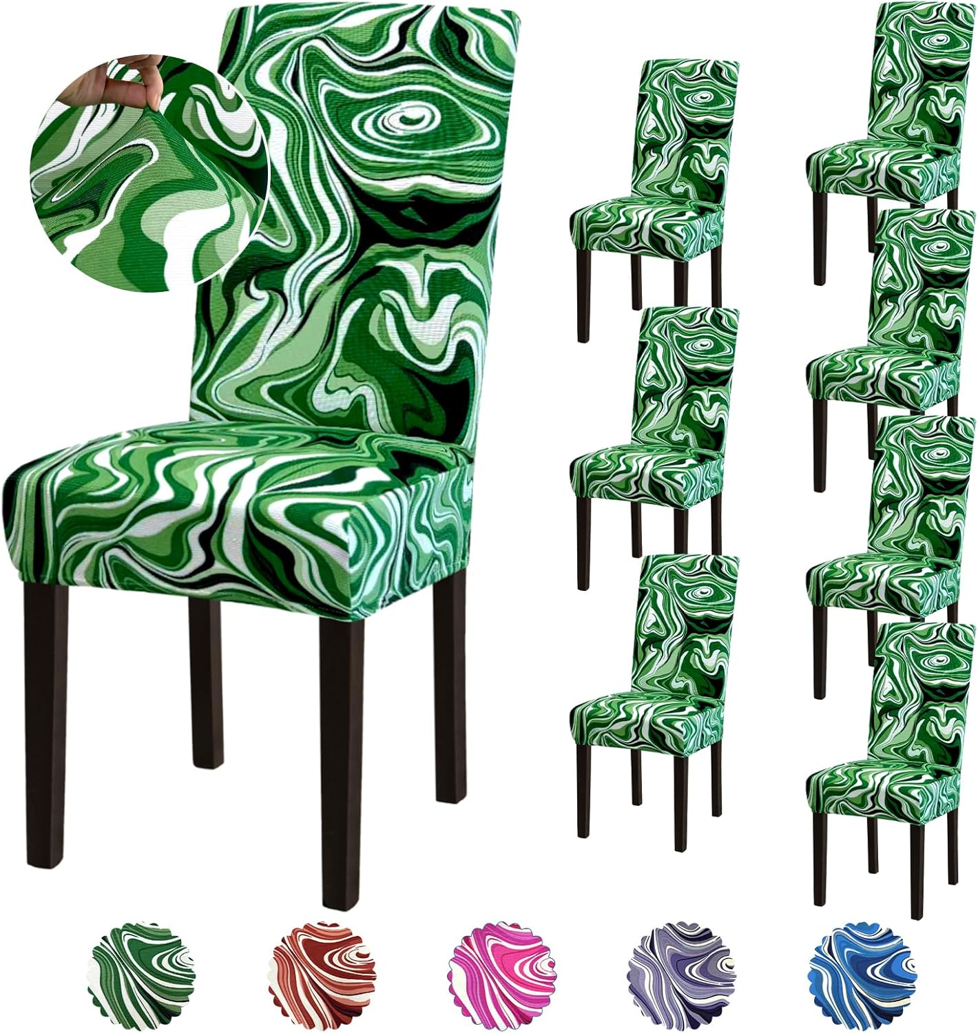 Stretch Dining Room Chair Covers Set of 6, Removable Washable Chair Covers for Dining Chairs,Dining Room, Hotel, Ceremony