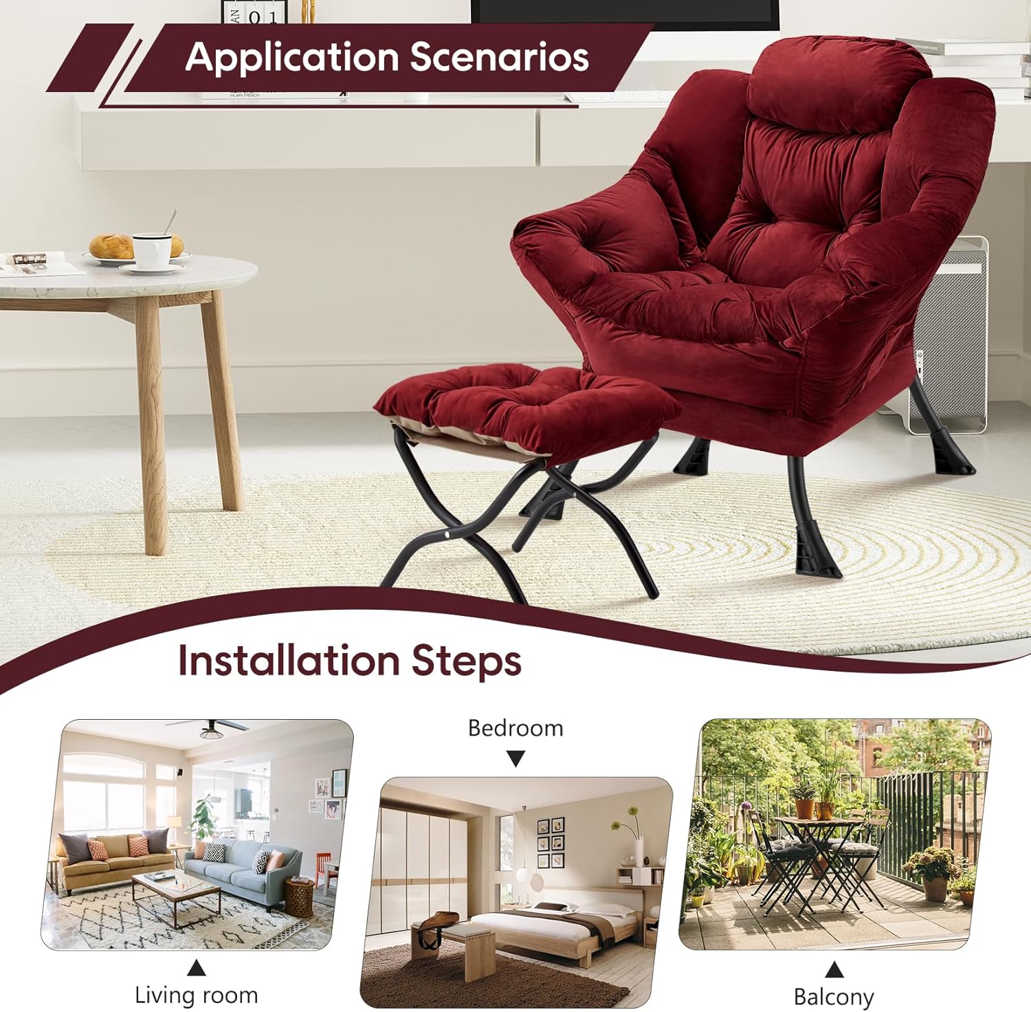 Lazy Chair with Folding Ottoman