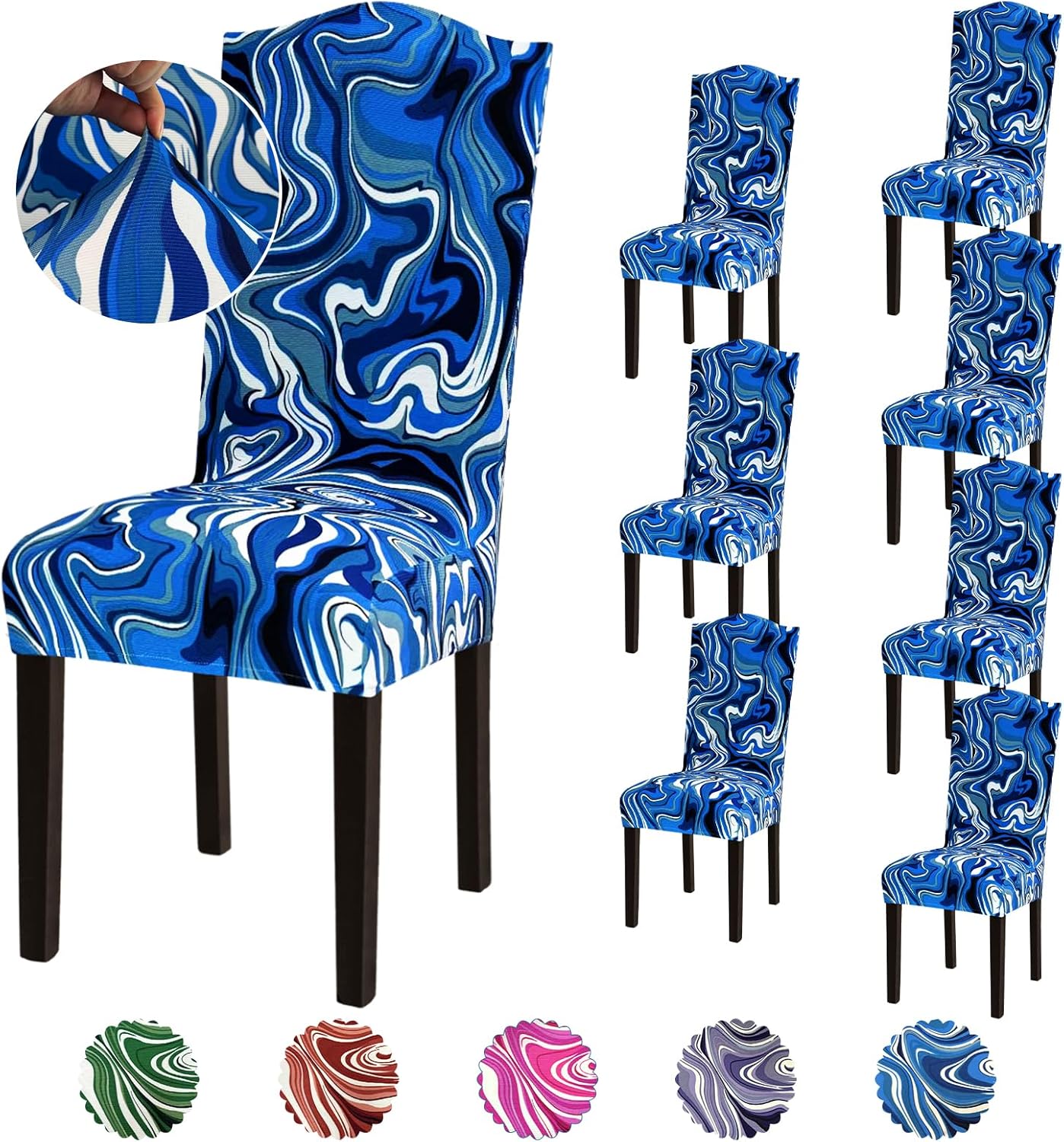 Stretch Dining Room Chair Covers Set of 6, Removable Washable Chair Covers for Dining Chairs,Dining Room, Hotel, Ceremony