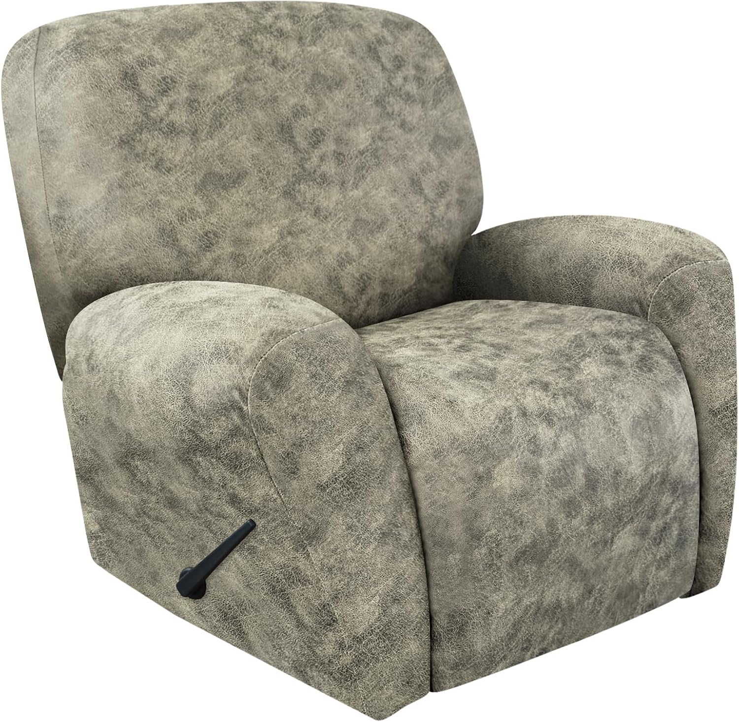 Leather Like Recliner Chair Covers Heavy Duty, 4 Pieces Lazy Boy Recliner Cover for Recliner Chair, Leather Cover for Recliner slipcovers Washable for Pets (Dark Brown)