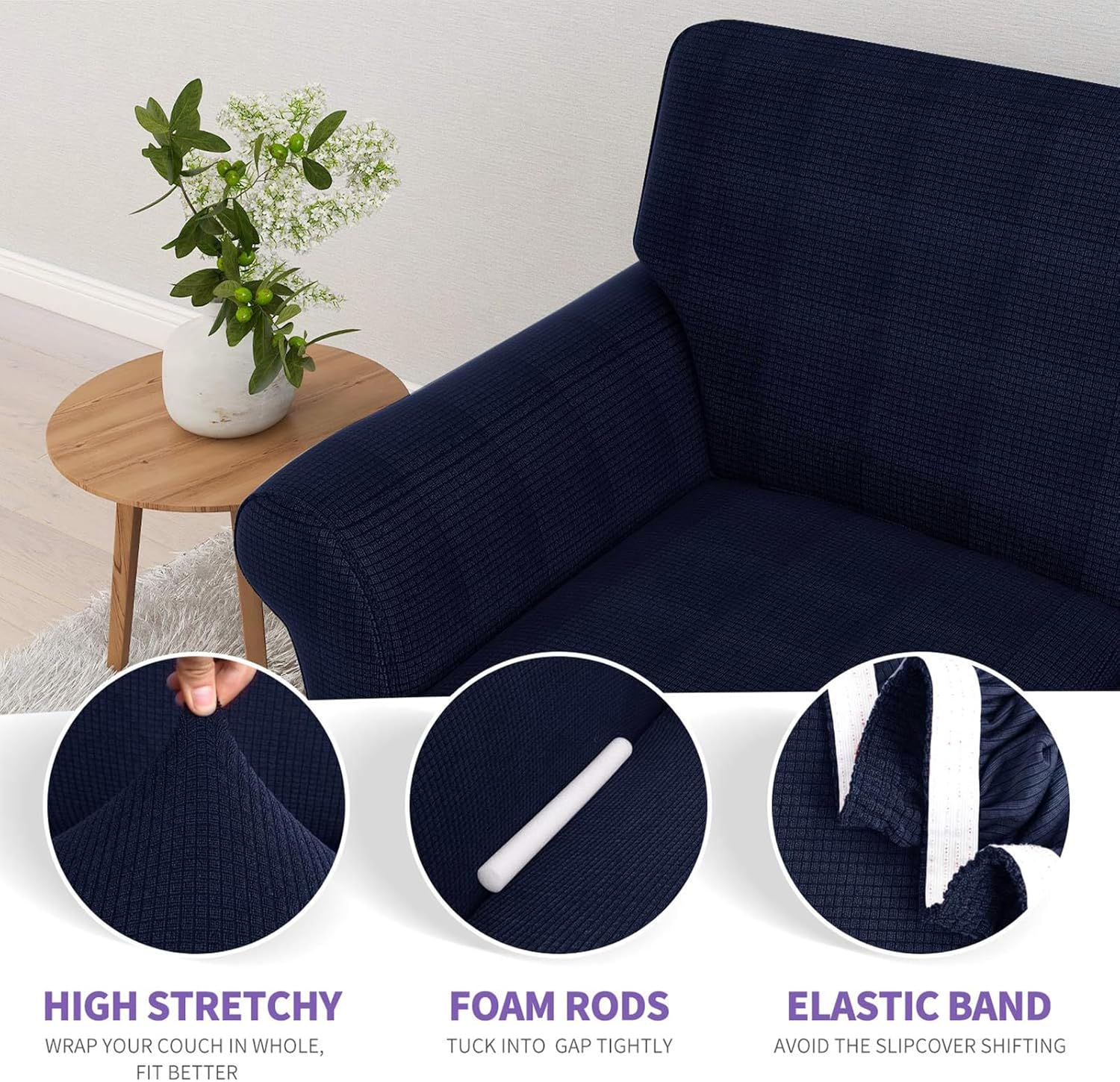 ZNSAYOTX Chair Slipcovers with Arms for Living Room High Stretchy Spandex Pet Friendly Armchair Furniture Protection Covers (Black and White, Chair)