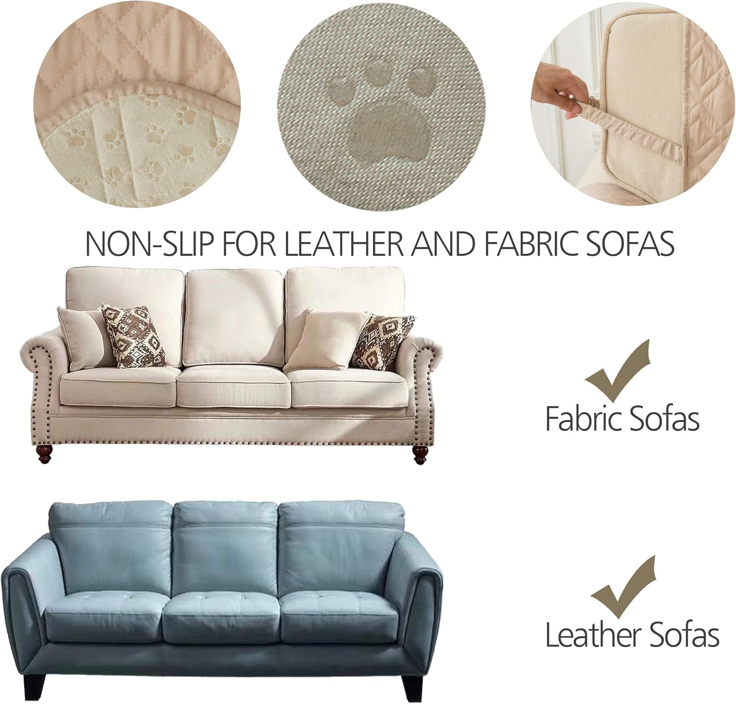 Ameritex Waterproof Nonslip Recliner Cover Stay in Place, Dog Chair Cover Furniture Protector, Ideal Recliner Slipcovers for Pets and Kids (Beige, 23")