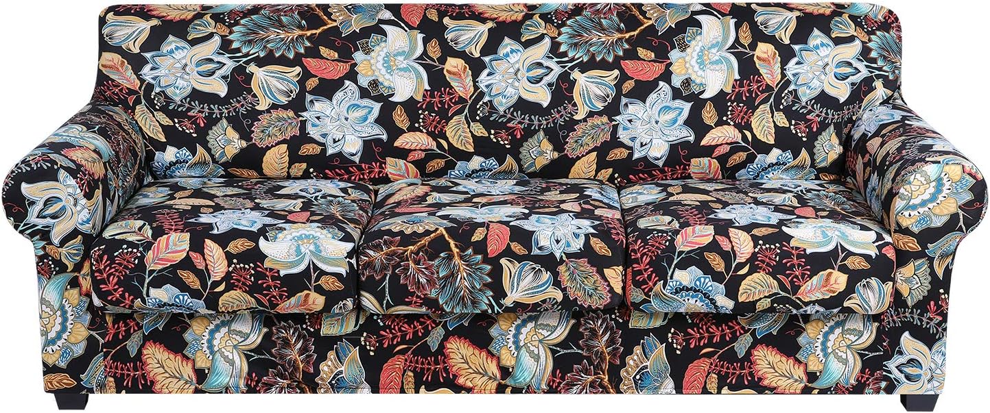 hyha Couch Covers, Chair/Sofa Covers, Floral Pattern, Stretch, Printed, 2 Pieces, Armchair Slipcover, Separate Couch Cushion Slipcover, Furniture Protector for Dogs(Armchair, Paisley Floral)