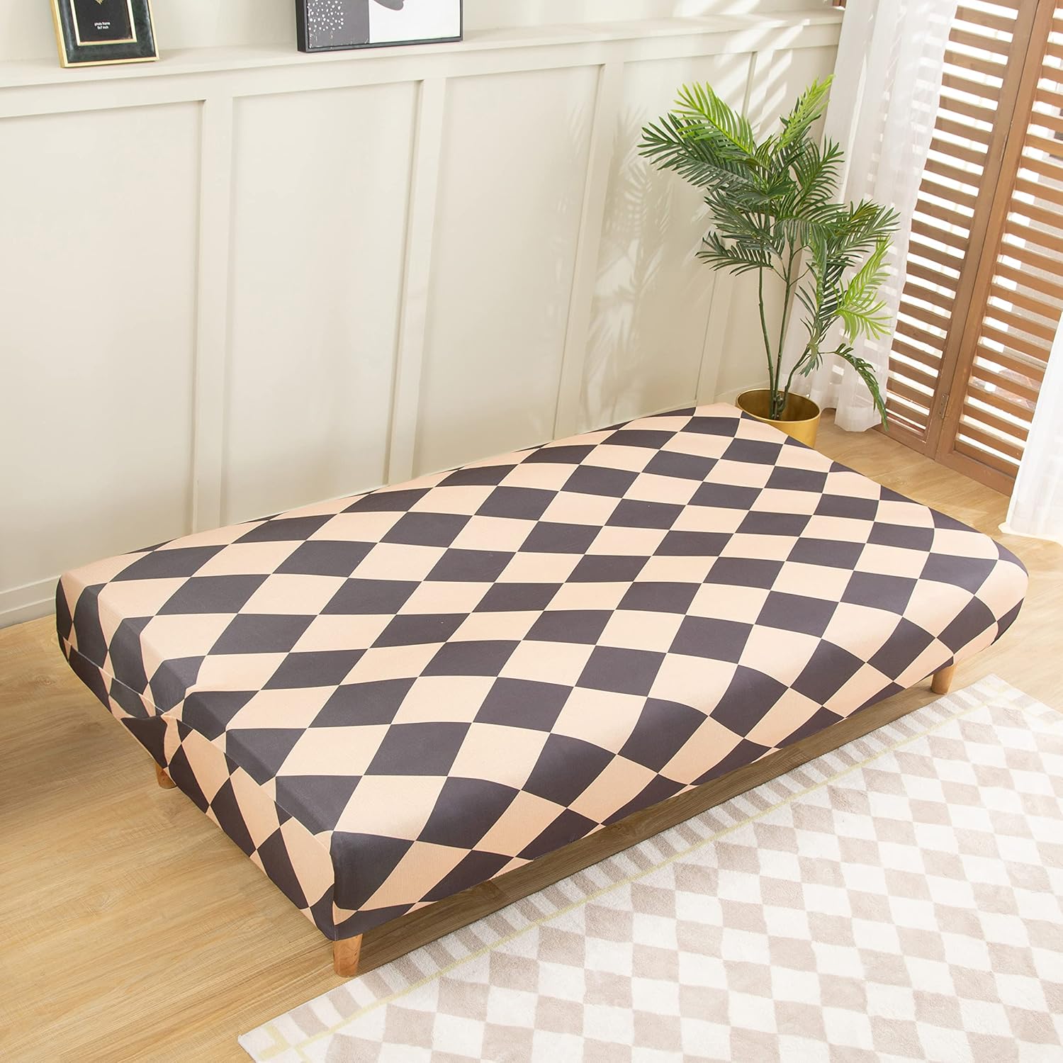 Armless Futon Slipcovers Stretch Folding Sofa