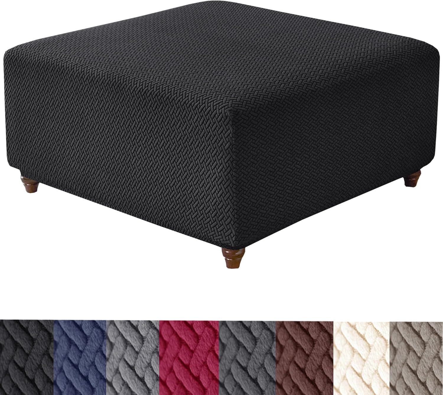 Stretch Knitted Jacquard Ottoman Cover