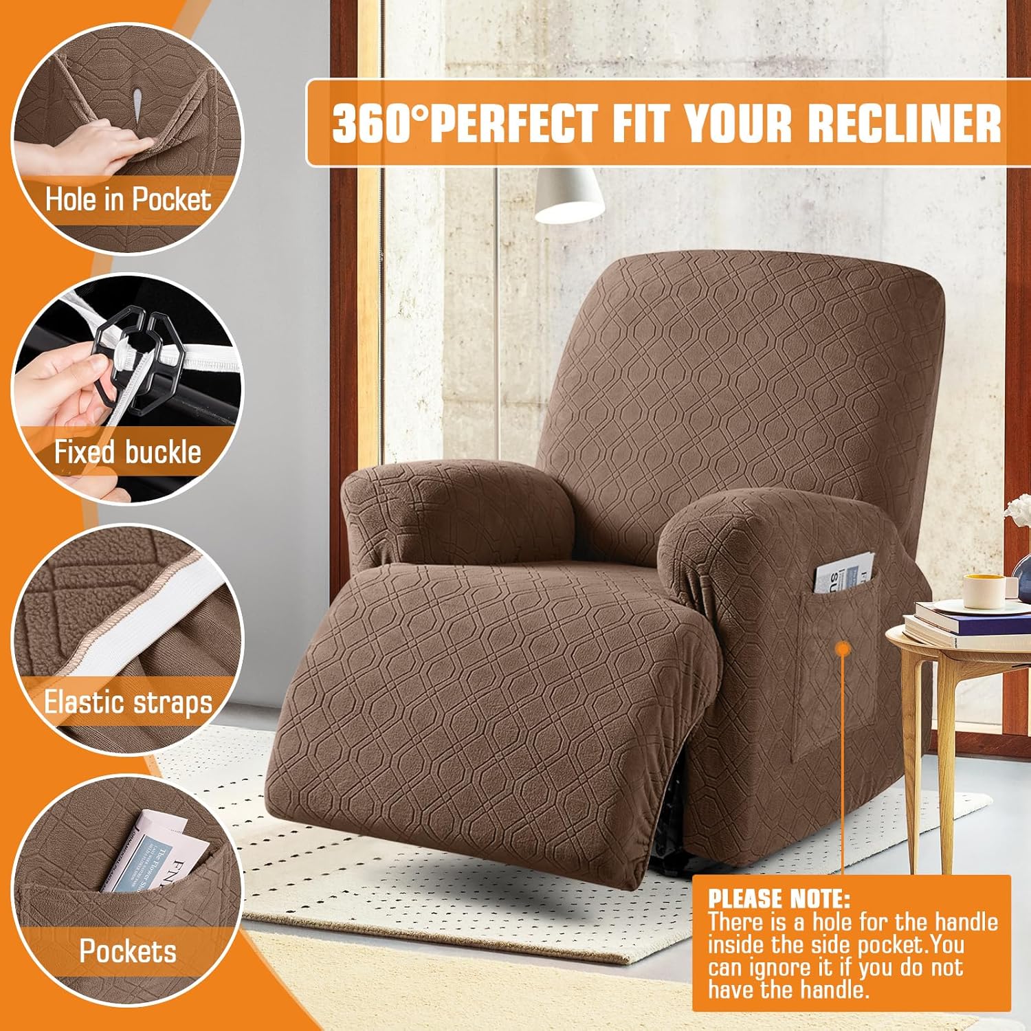 VANSOFY Recliner Chair Cover, 3-Pieces Stretch Recliner Covers for Recliner Chair Soft Reclining Chair Slipcover Furniture Protector for Dogs Cats(Dark Gray)