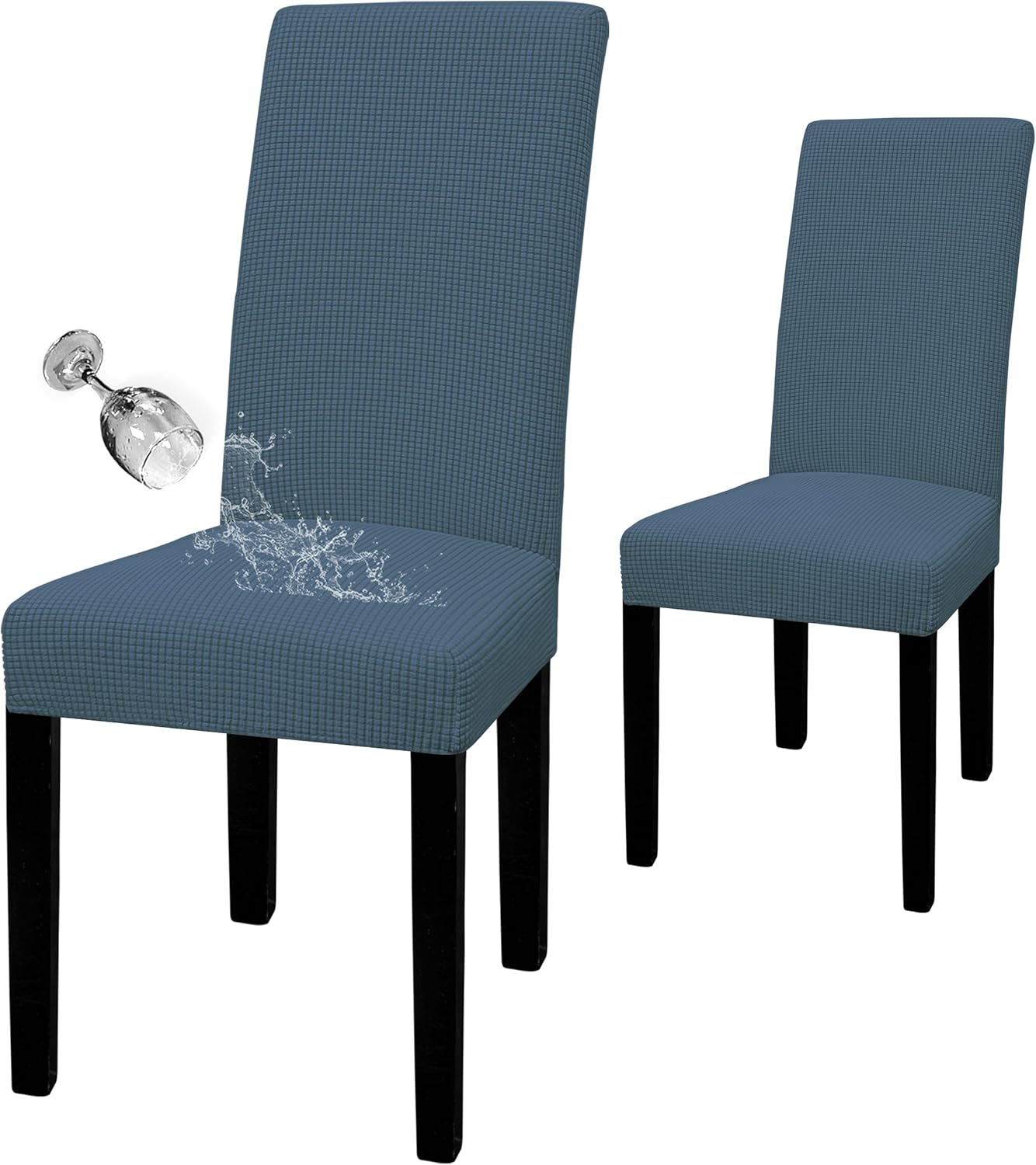 Easy-Going 100% Waterproof Dining Room Chair Cover Set of 6, Stretch Jacquard Parson Chair Slipcover Removable Washable Chair Protector for Home, Restaurant, Banquet (Large, Light Gray)