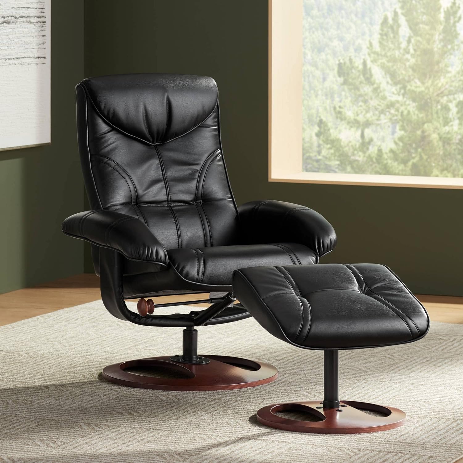 Leather Recliner with Ottoman Chair