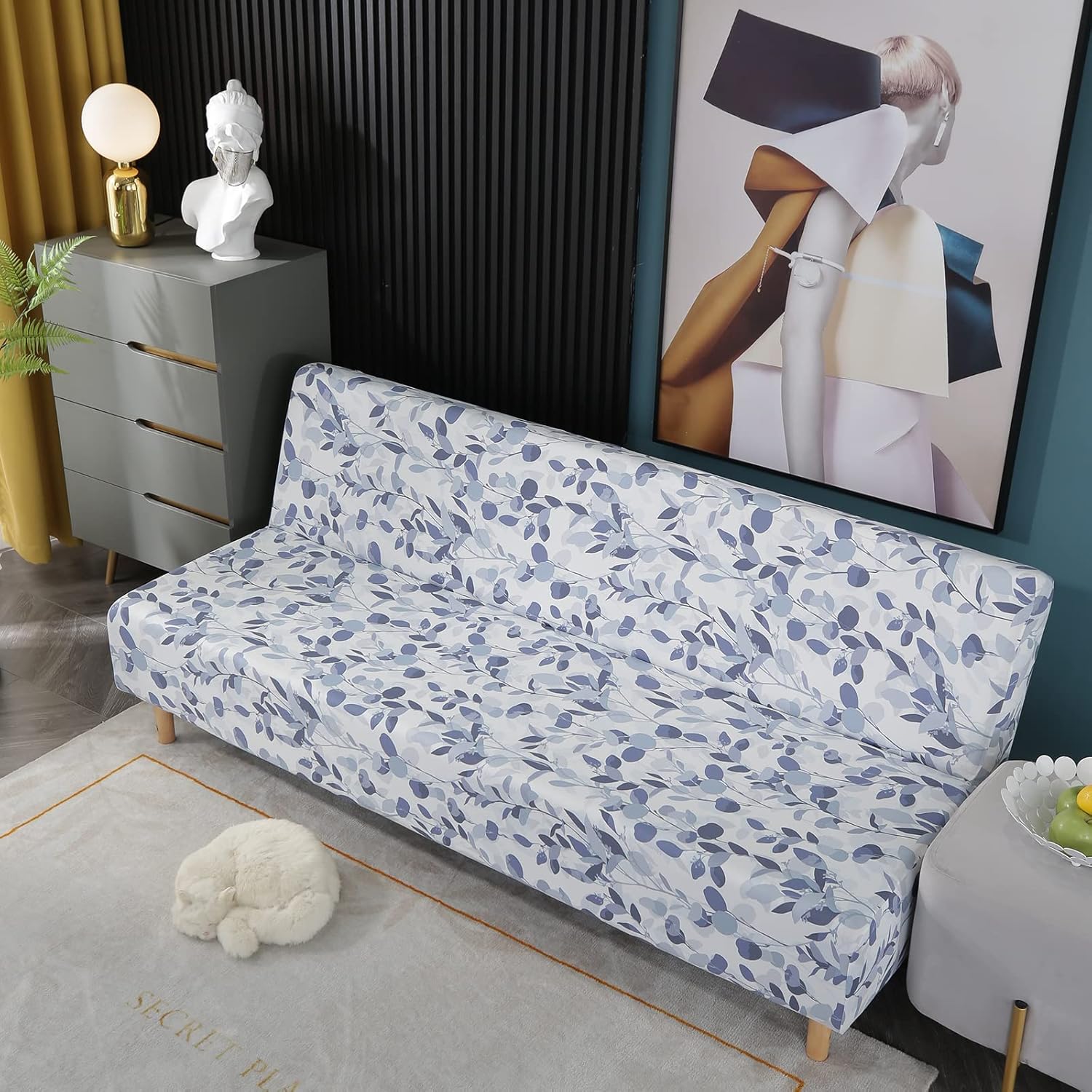 Armless Futon Slipcovers Stretch Folding Sofa