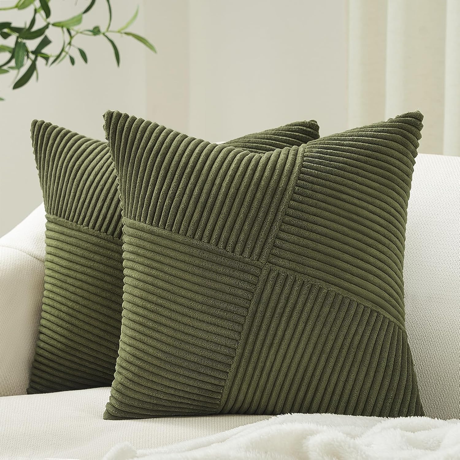 Olive Green Decorative Throw Pillow