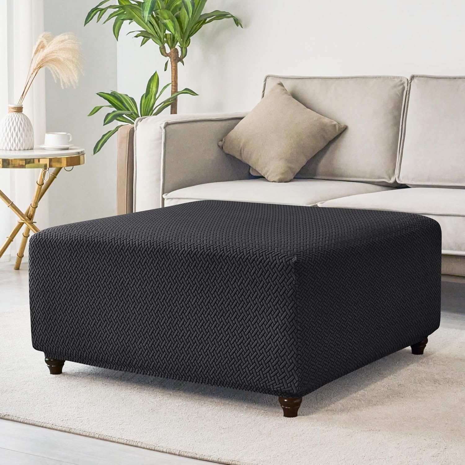 Stretch Knitted Jacquard Ottoman Cover