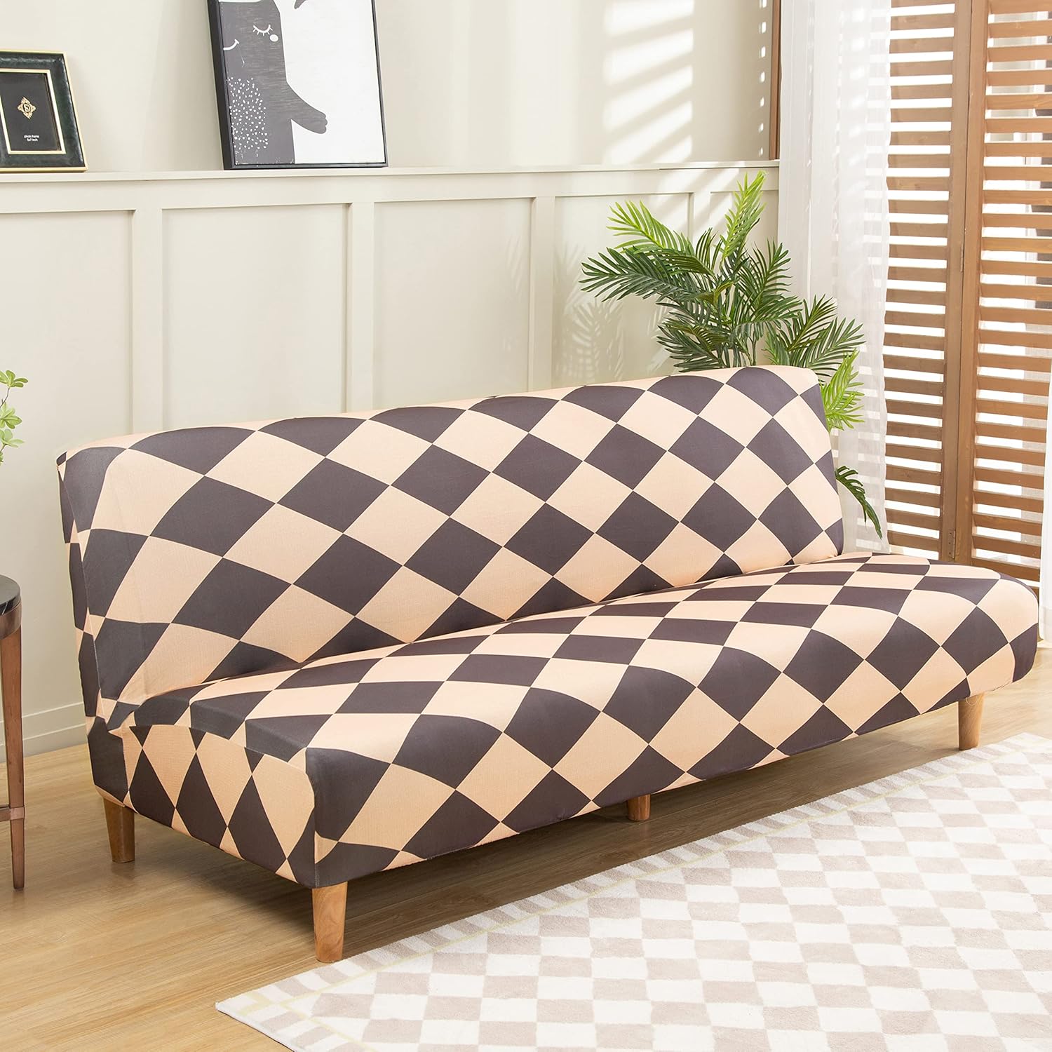 Armless Futon Slipcovers Stretch Folding Sofa