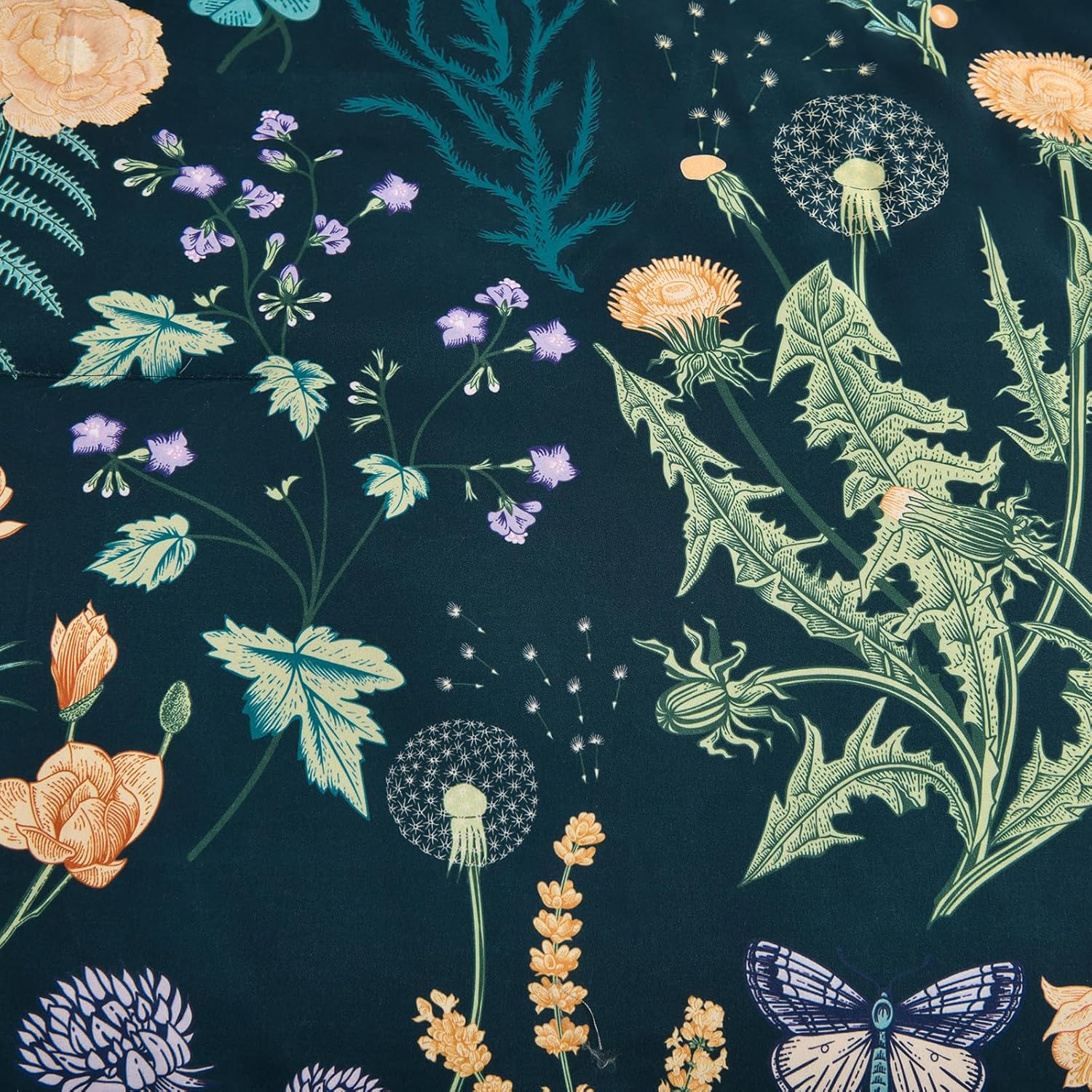 7 Piece Peacock Blue Floral Comforter Set King Size