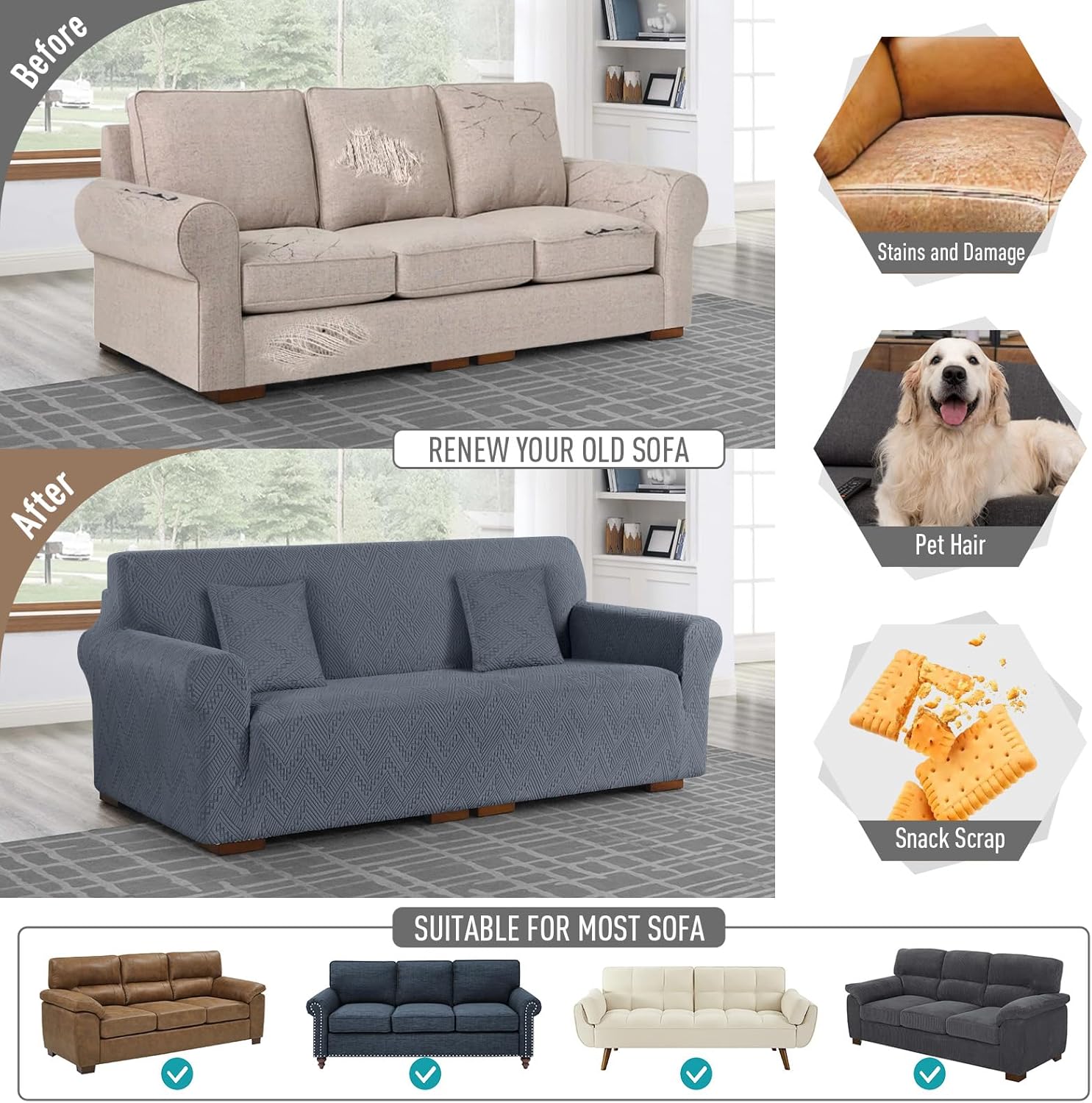 Stretch Sofa Cover 1 Piece Couch Covers