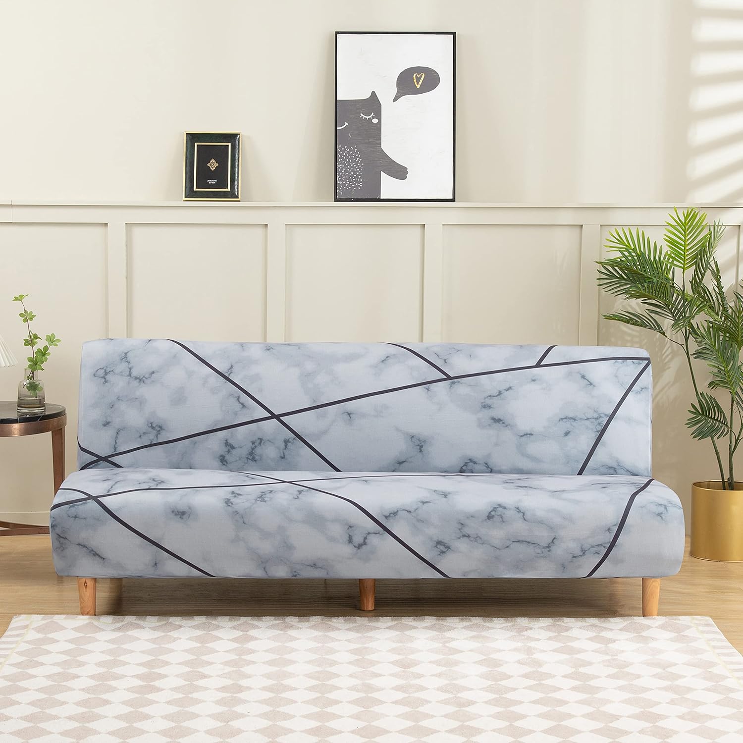 Armless Futon Slipcovers Stretch Folding Sofa